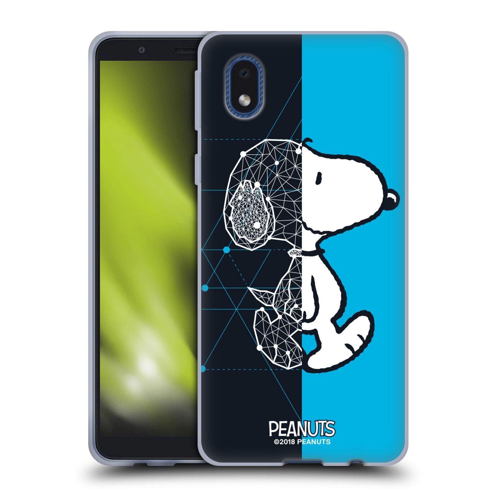 Official Peanuts Snoopy Geometric Design Soft Gel Case for Samsung Galaxy A01 Core (2020) - Durable Protection with Stylish Halfs and Laughs Theme, Perfect for Everyday Use and Gift Giving