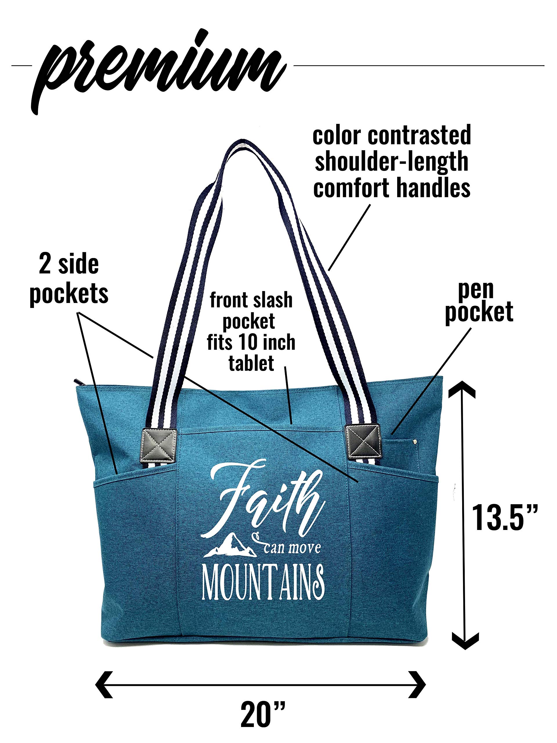 Brooke & Jess Designs Large Zippered Inspirational Tote Bags for Women - Christian Gift Ideas | Bible Study, Church, Work & Travel Tote