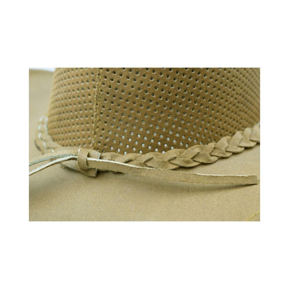 Walker & Hawkes Genuine Leather Cowhide Outback Cooler Hat for Men & Women - Sun Protection & Cooling for Outdoor Adventures, Camping, Hiking, and Beach Trips