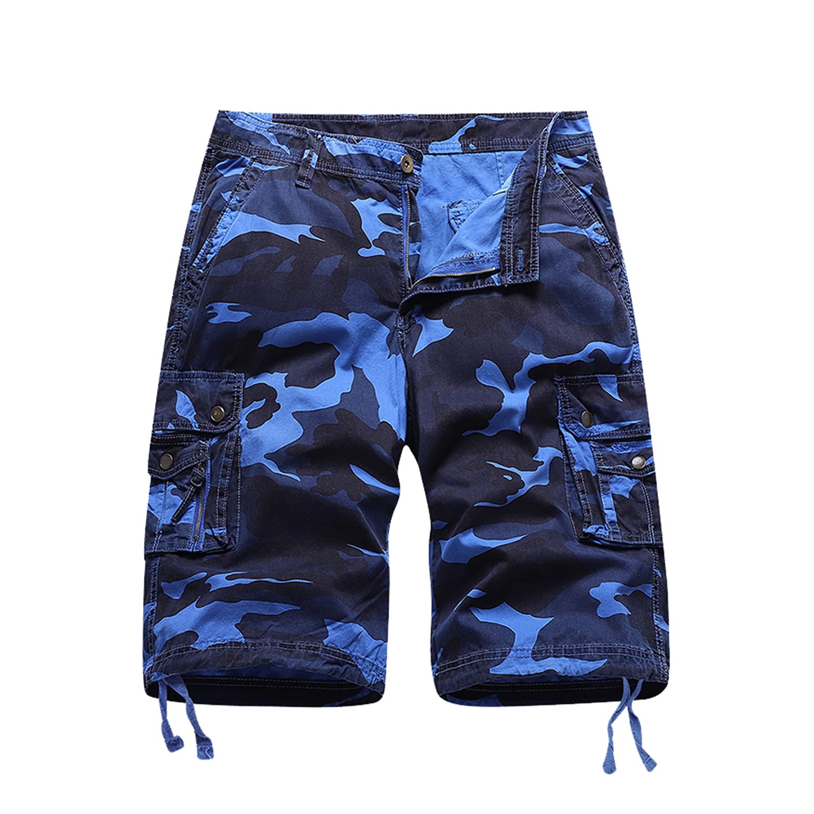 **Men's Camo Cargo Shorts with Printed Pockets - Casual & Comfortable Outdoor Hiking, Travel, and Streetwear Pants**