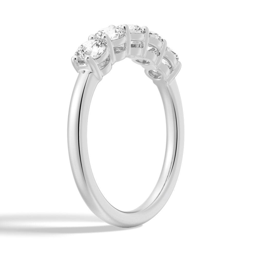 3.75mm 5 Stone Shared Prong Moissanite Wedding Band Ring – Perfect for Anniversary, Engagement & Everyday Wear