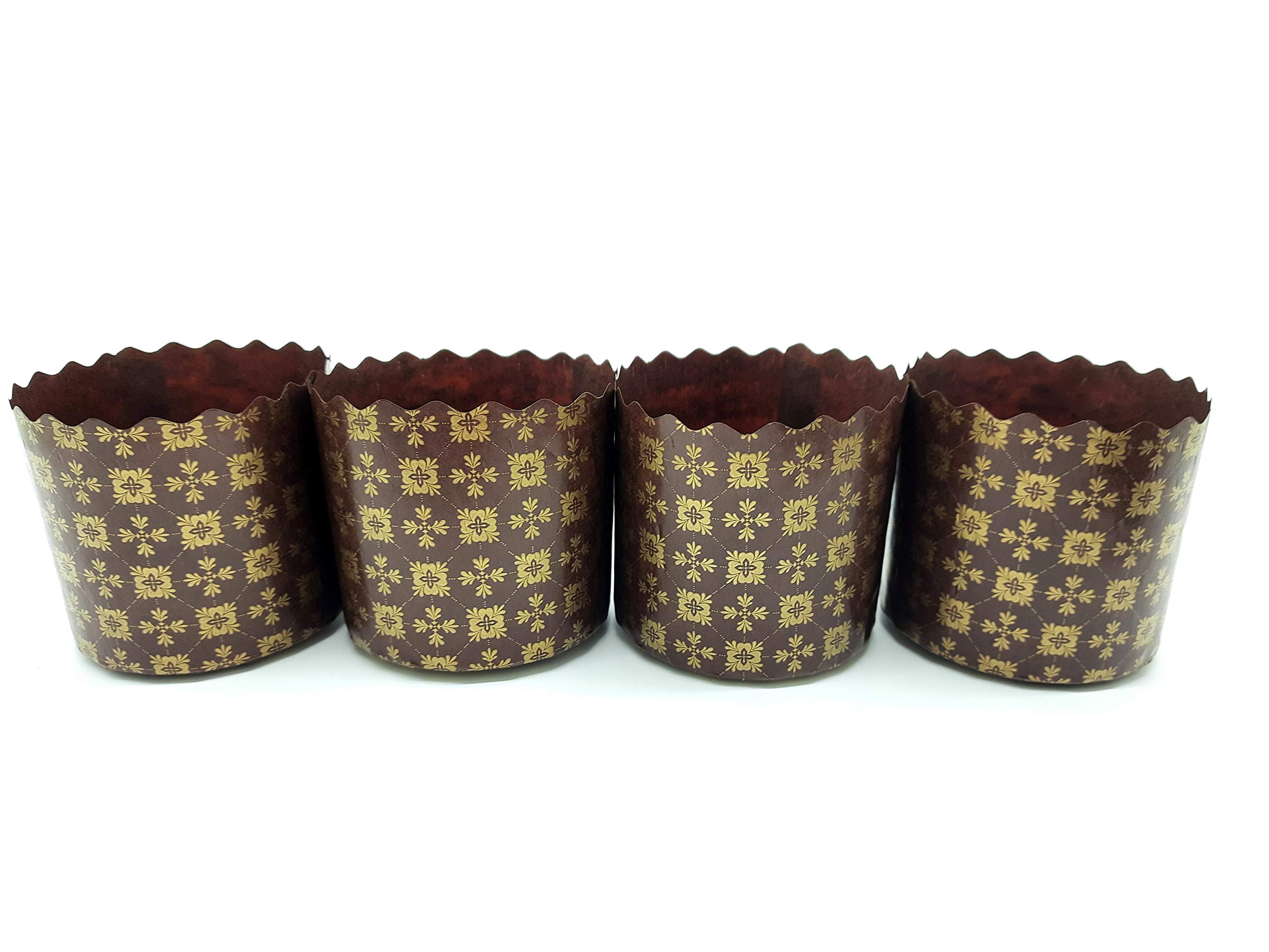 8oz Easter Bread Paper Molds - 25 Pack Kulich Baking Forms for Paska & Panettone | Non-Stick Brown Design (3.55