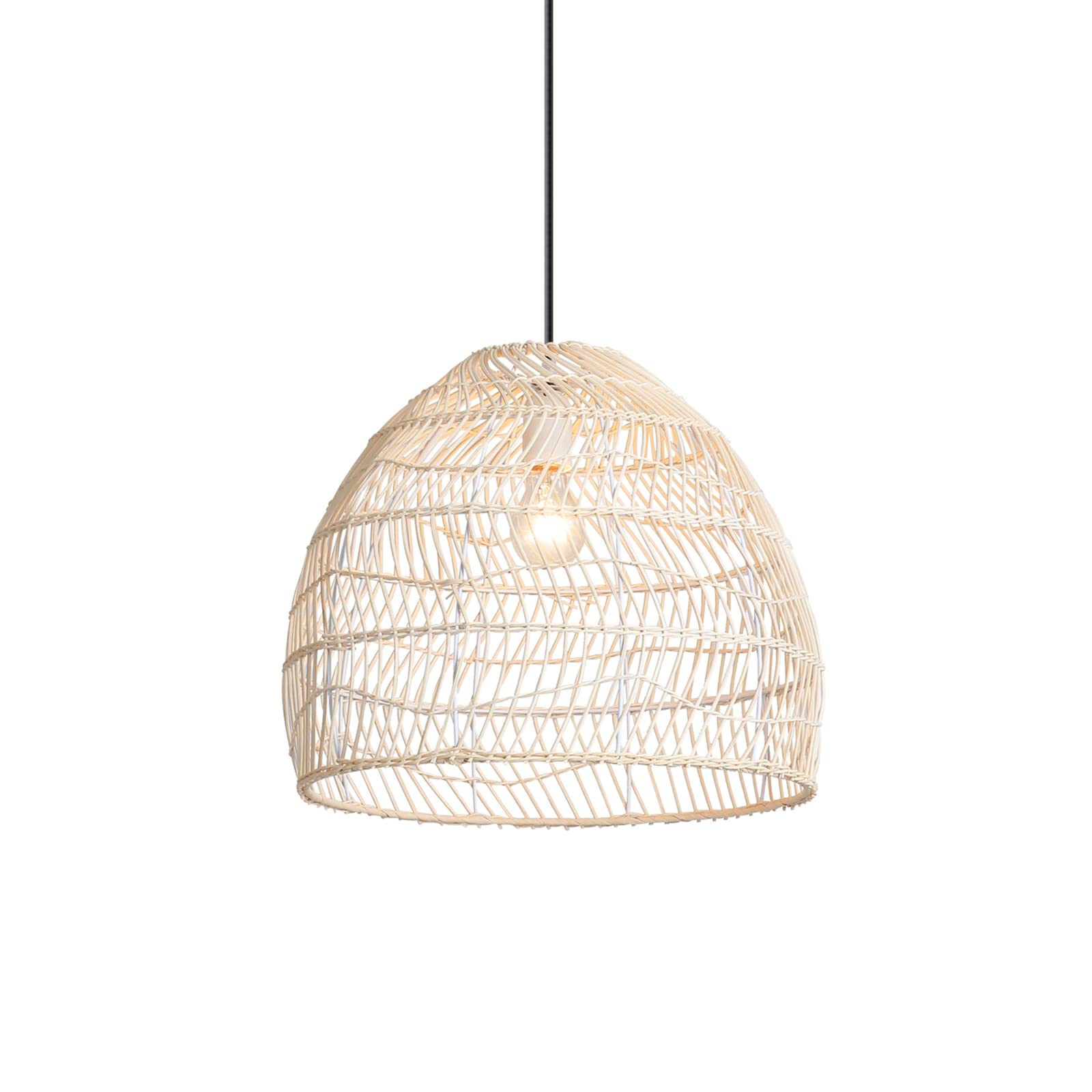 SPUIK Woven Rattan Pendant Light - Modern Farmhouse Chandelier for Kitchen Island, Dining Room & Living Room | E26 Ceiling Hanging Light Fixture | Perfect for Boho, Coastal & Rustic Home Decor