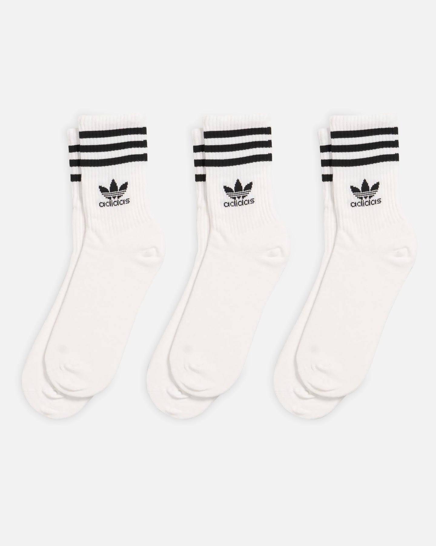 Adidas Solid Mid Cut Crew Socks 3-Pack White - Athletic Performance Socks for Running, Gym & Everyday Wear
