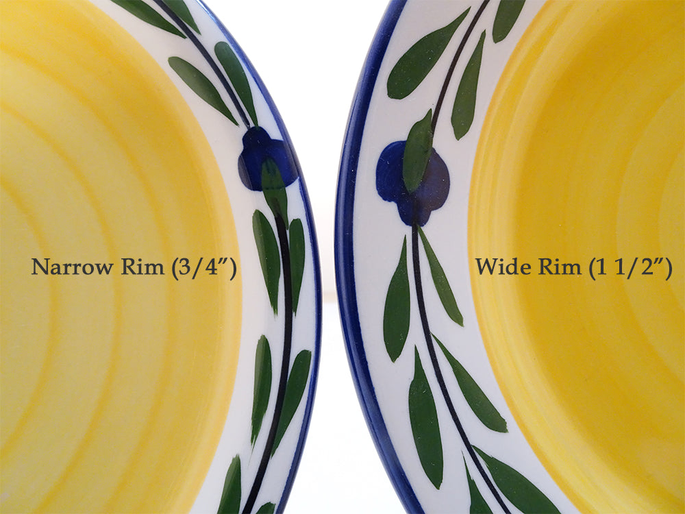 Bella Flora 4-Piece Salad Plate Set - White, Yellow, Blue & Green Colorful Dinnerware for Home, Kitchen & Party Serving | Durable Ceramic Plates for Everyday Meals, Entertaining & Special Occasions