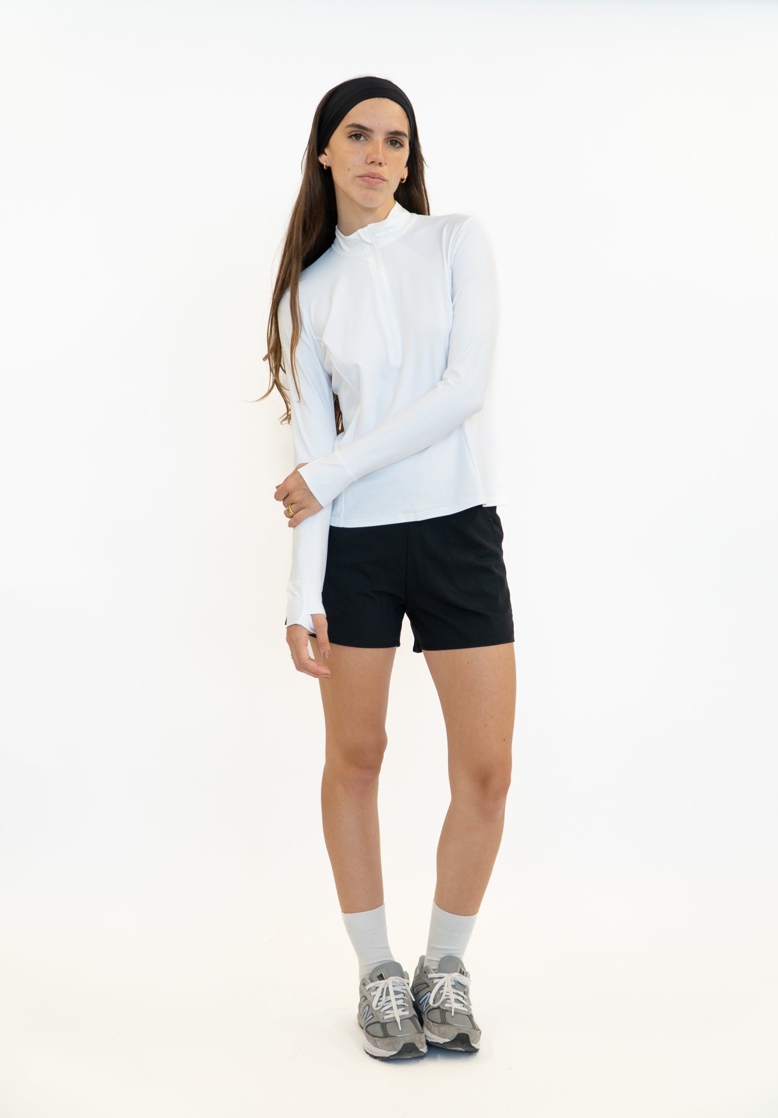 Cicely Quarter Zip Mock Neck Rash Guard for Women - UPF 50+ Sun Protection, Quick Dry Swim Shirt - Perfect for Surfing, Swimming & Outdoor Activities | White