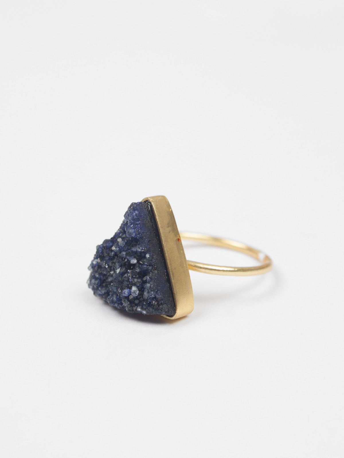 Indigo Triangle Druzy Ring - Handmade Boho Crystal Jewelry for Women - Perfect for Everyday Wear, Parties & Special Occasions