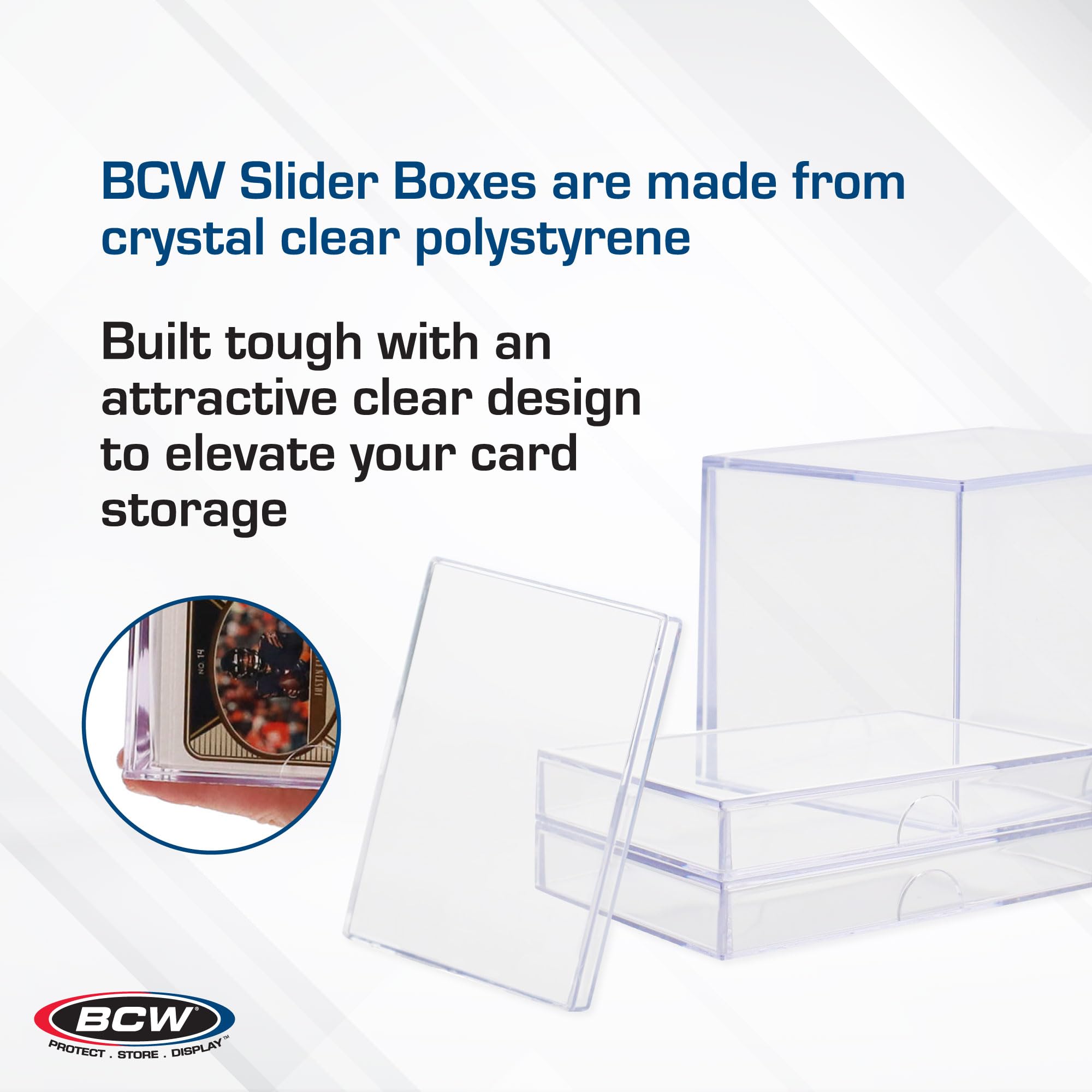 Premium BCW Card Slider Box - 150-Capacity Trading Card Storage for Magic The Gathering, Pokémon, Sports Cards | Durable, Stackable & Crystal Clear Design | Perfect for Collectors, Tournaments & Home Display (5-Pack)