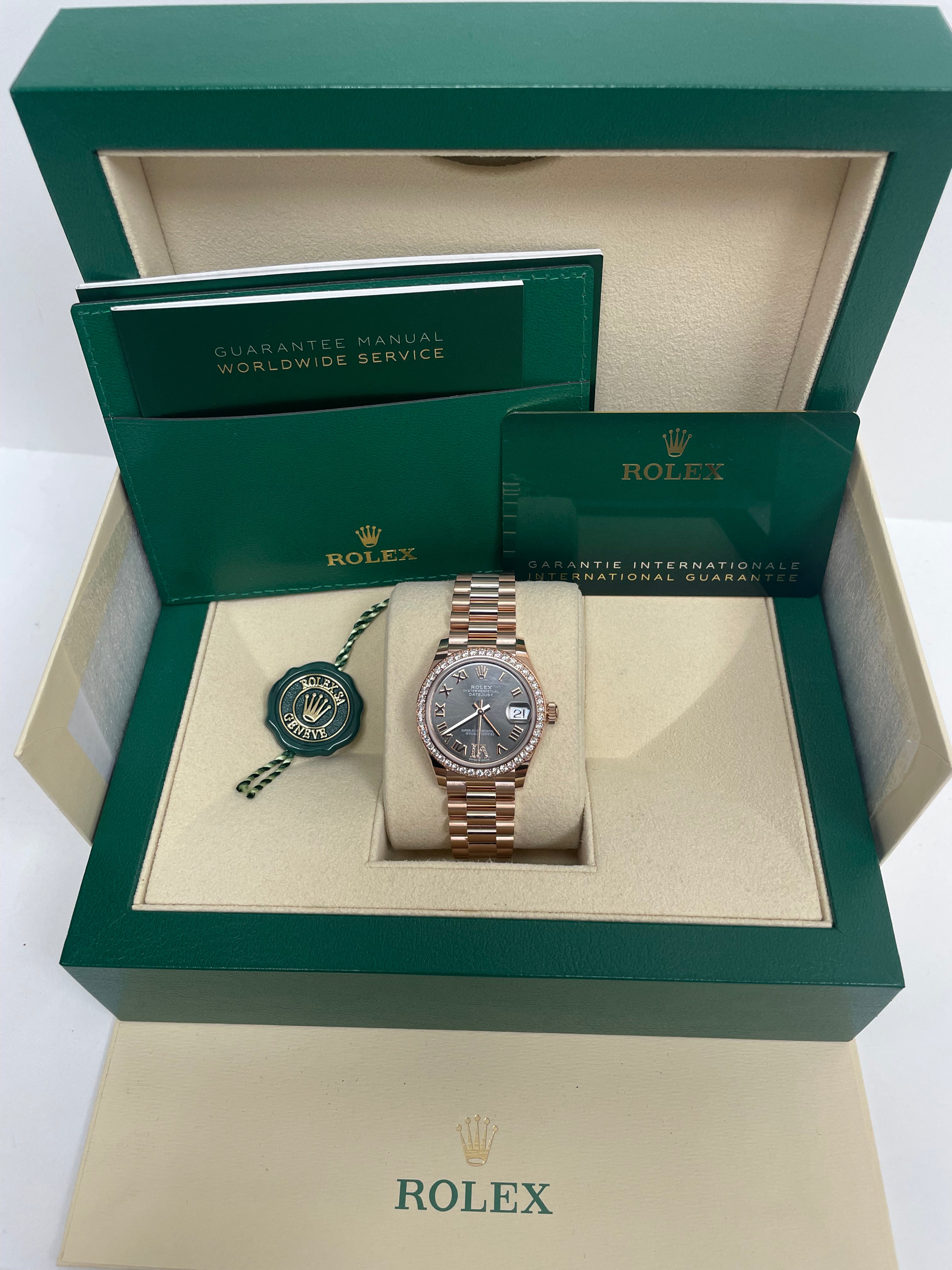 Luxury Rolex Everose Gold Datejust 31 Watch with Diamond Bezel & Rhodium Diamond Dial - President Bracelet (Ref 278285RBR) | Perfect for Special Occasions, Gifts & Investment