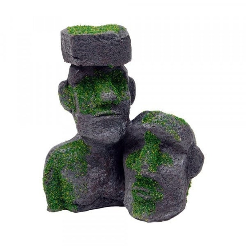 Bioscape Moss Easter Island Statues - 12 x 11cm Miniature Moai Decor for Home, Office & Garden | Perfect for Terrariums, Fairy Gardens & Desk Decorations