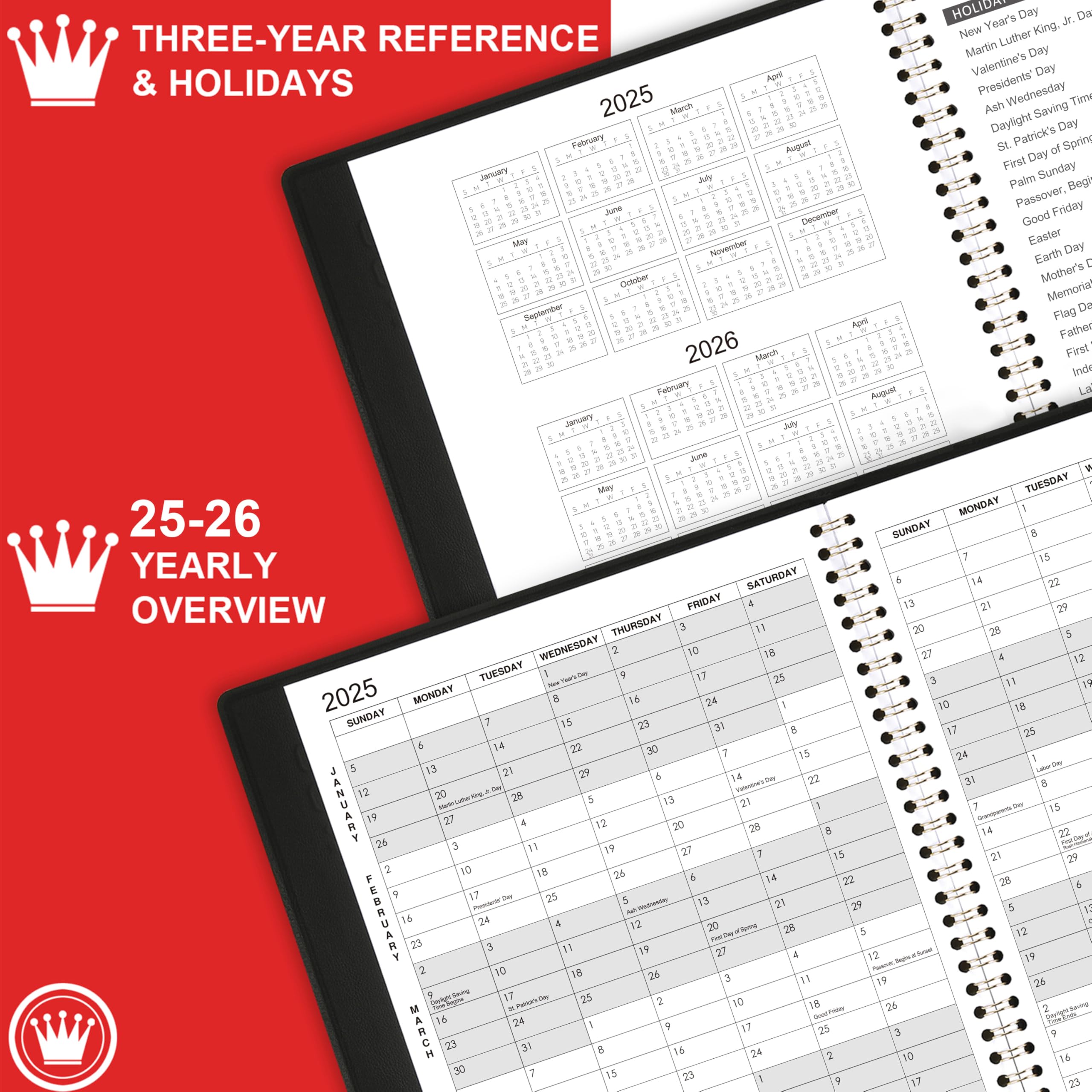 2025-2026 Monthly Planner Calendar - 18 Month Planner from July 2025 to December 2026, Faux Leather Cover, 8.86