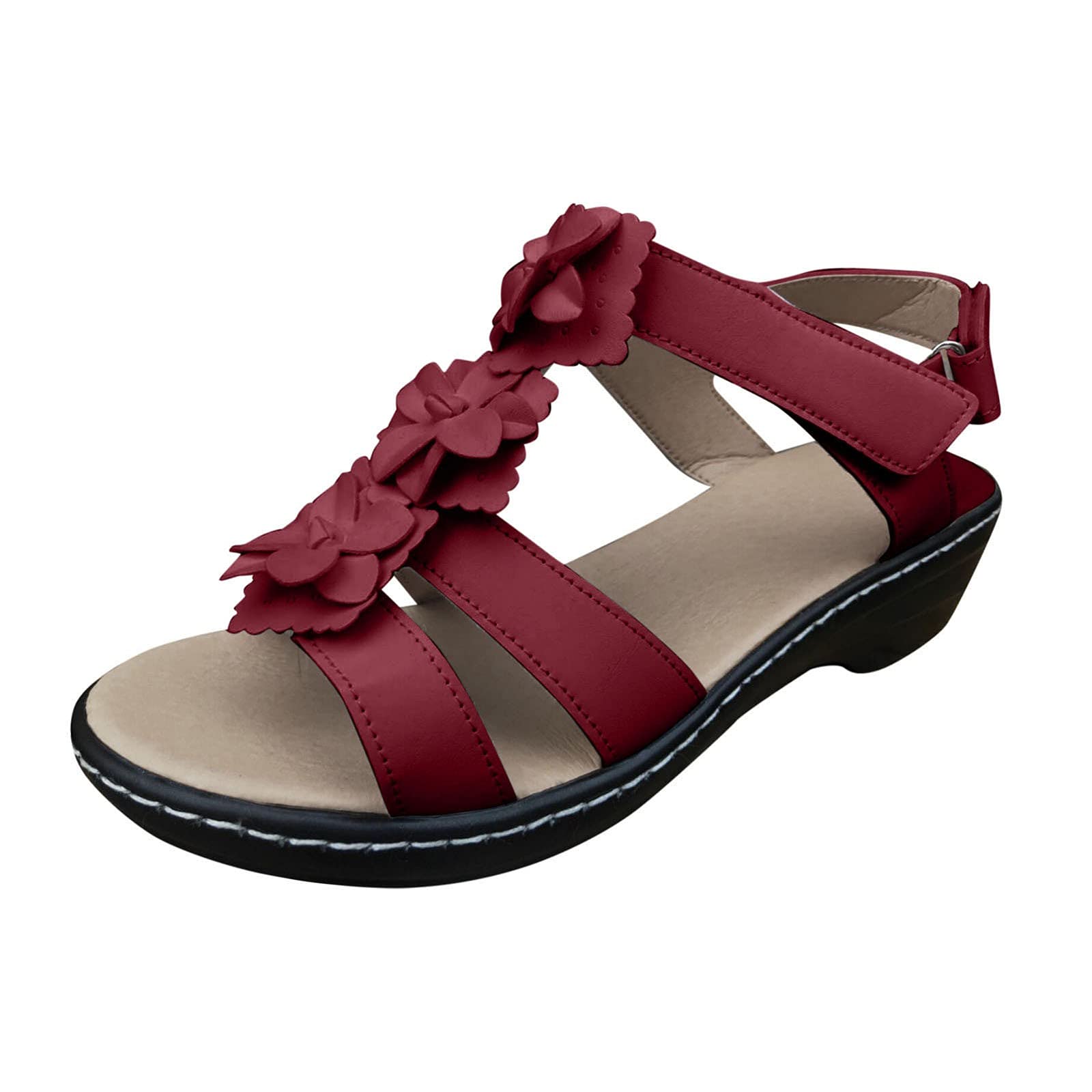 Women's Comfortable Hollow Wedge Sandals - Fashion Flower Fish Mouth Design for Casual & Dressy Summer Wear | Wide Width & Flat Heel | Perfect for Beach, Vacation & Everyday Outfits
