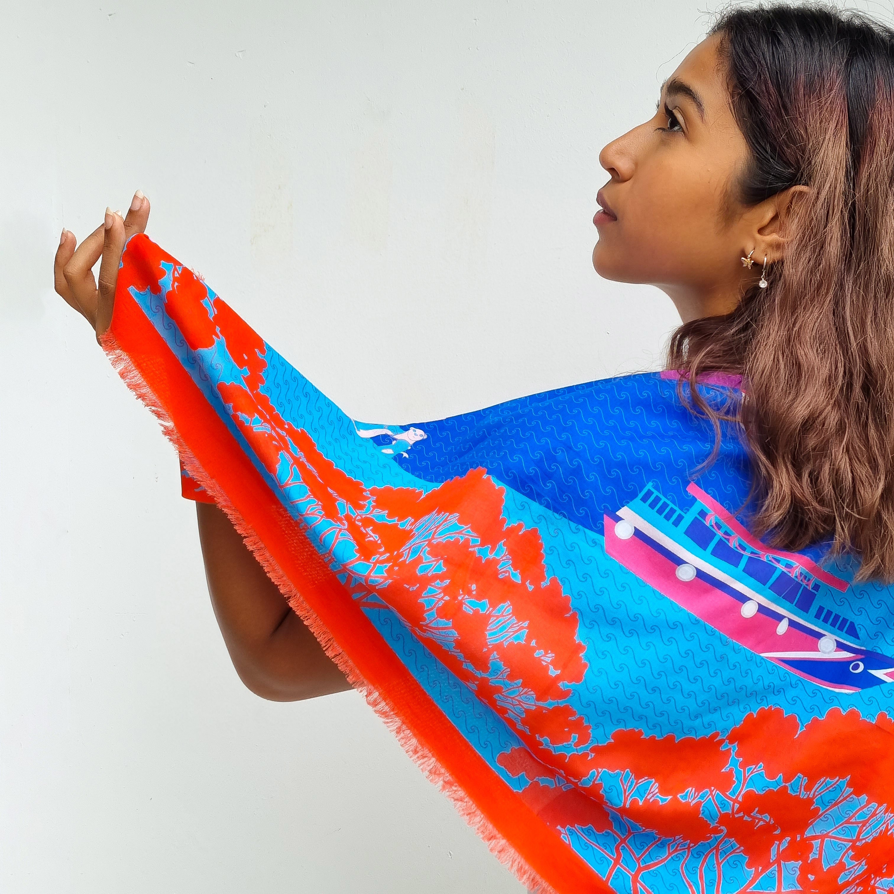 Singapore Quay Cotton Scarf - Soft & Lightweight Women's Fashion Accessory for Travel, Evening Out, and Gift Giving
