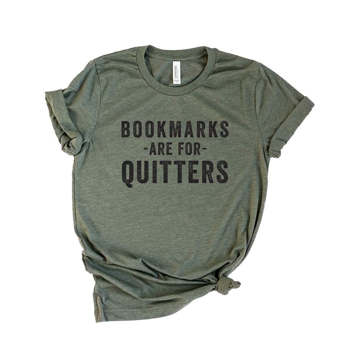 Bookmarks Are for Quitters - Funny Reading Graphic T-Shirt for Men & Women - Black Cotton Short Sleeve Tee - Perfect for Book Lovers, Librarians & Bibliophiles