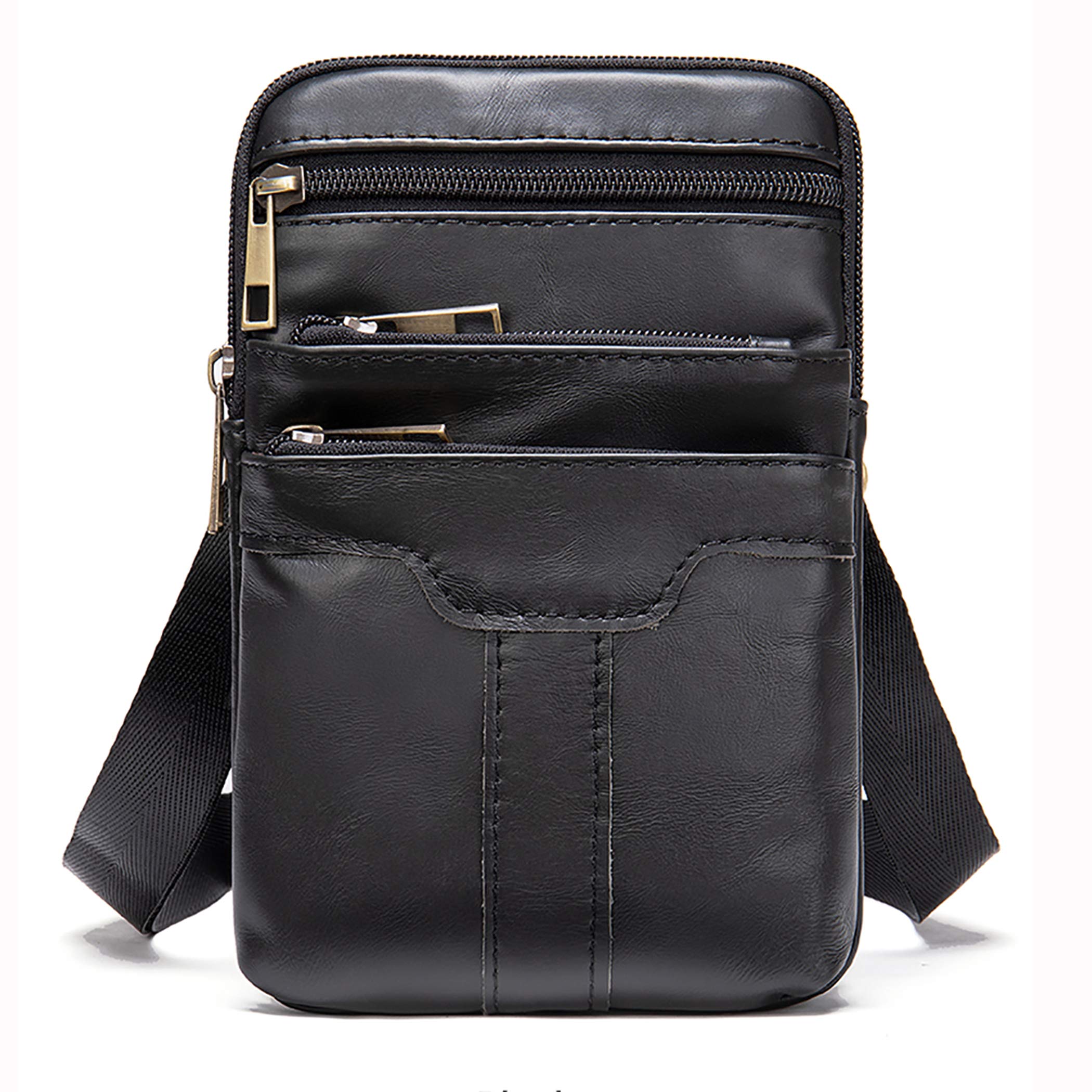 Vintage Leather Crossbody Phone Bag for Men - 6.7