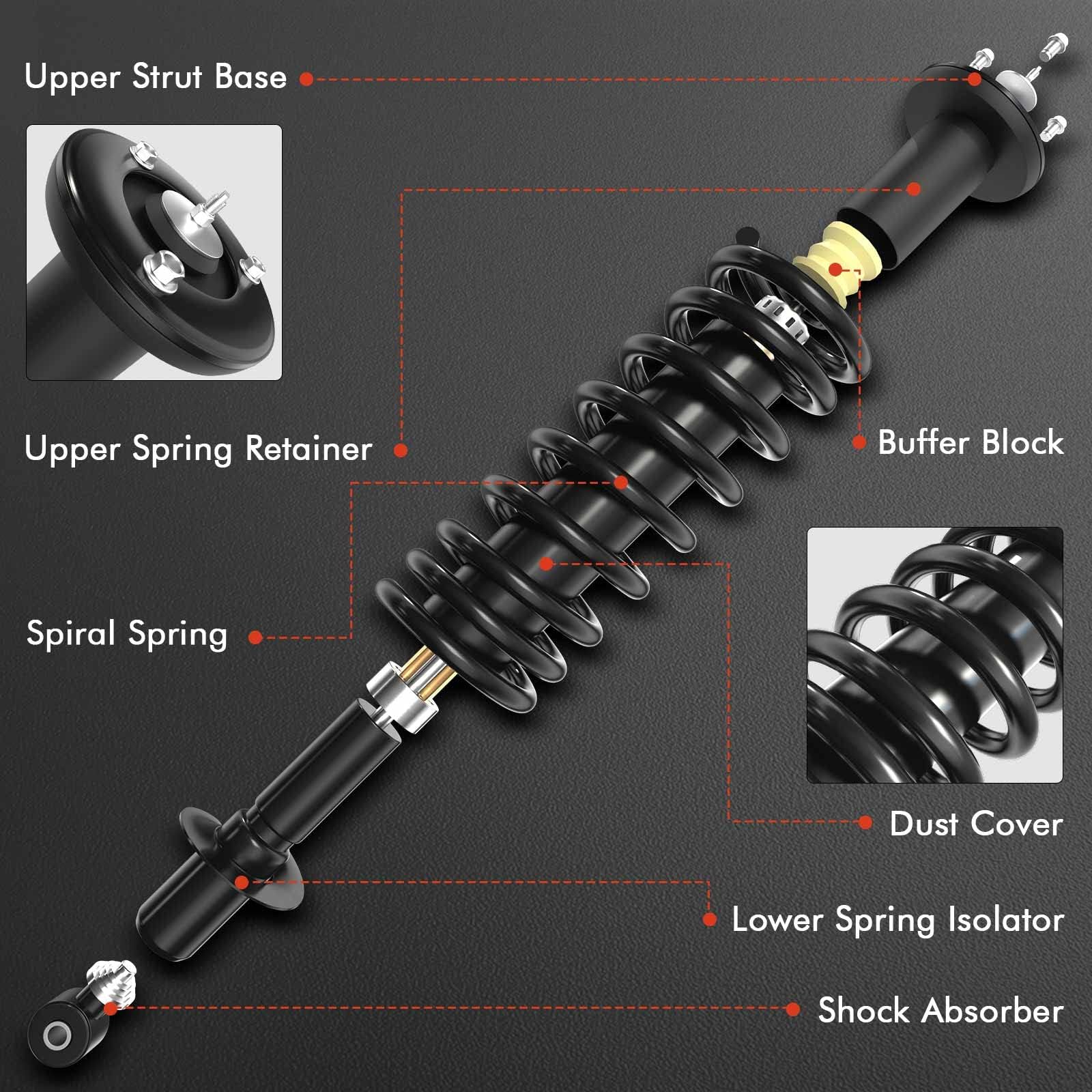 Premium Front Strut & Coil Spring Assembly Pair - Compatible with Jeep Grand Cherokee 2011-2015 (RWD) - Driver & Passenger Side Replacement - Perfect for Off-Roading, Daily Commuting & Smooth Ride Enhancement