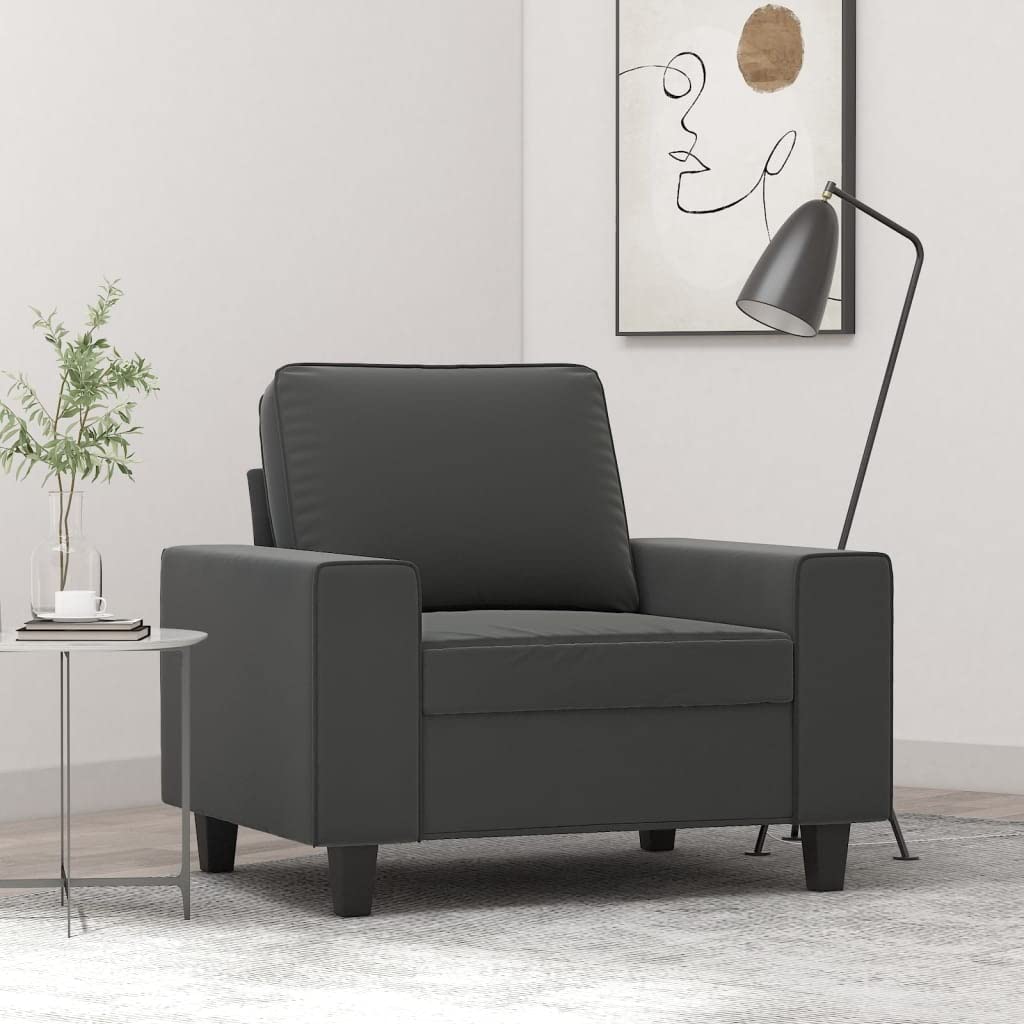 Comfortable Single Sofa Armchair with Soft Microfiber Fabric - Dark Gray Living Room Chair for Bedroom, Office, Reading Nook & Coffee Shop (37