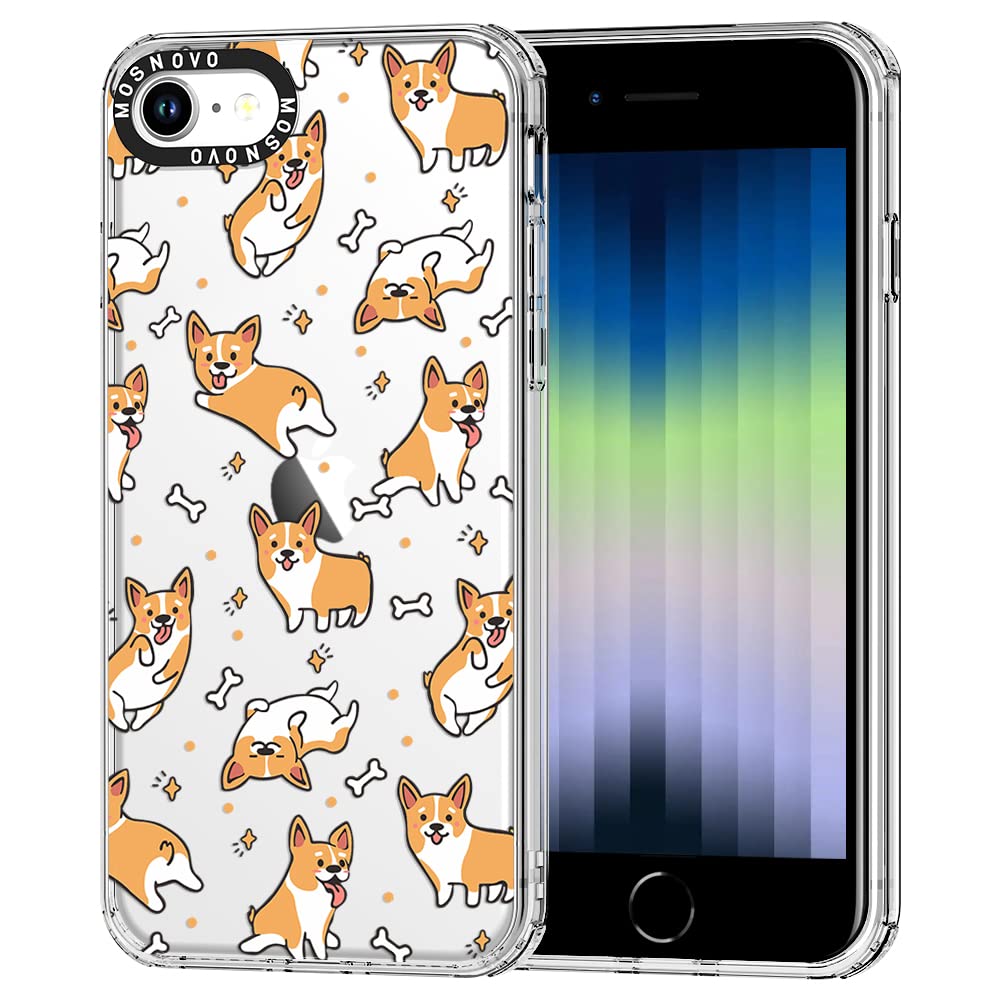 MOSNOVO Shockproof iPhone SE 2022/SE 3/SE 2020/8/7 Case - Cute Corgi Design Clear TPU Bumper Cover | Perfect for Daily Protection, Work, School & Travel