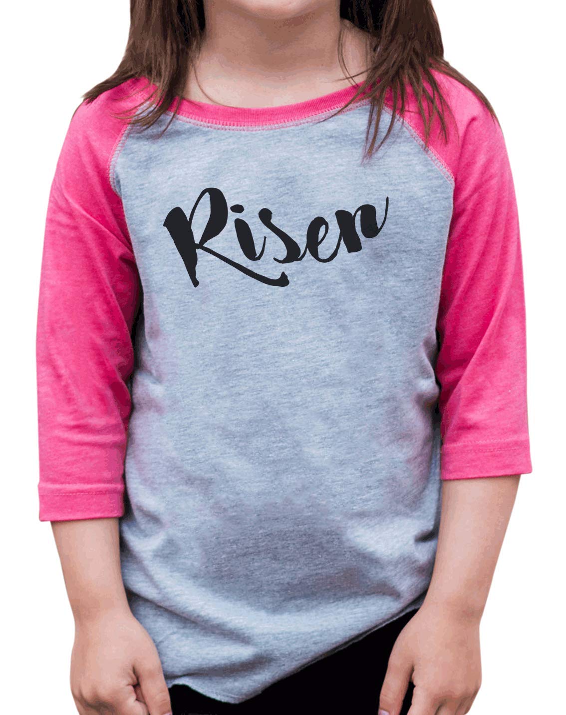 7 ate 9 Apparel Kids Easter Raglan T-Shirt - Pink Long Sleeve Graphic Tee for Boys & Girls - Perfect for Easter Celebrations, Spring Outfits & Family Photos