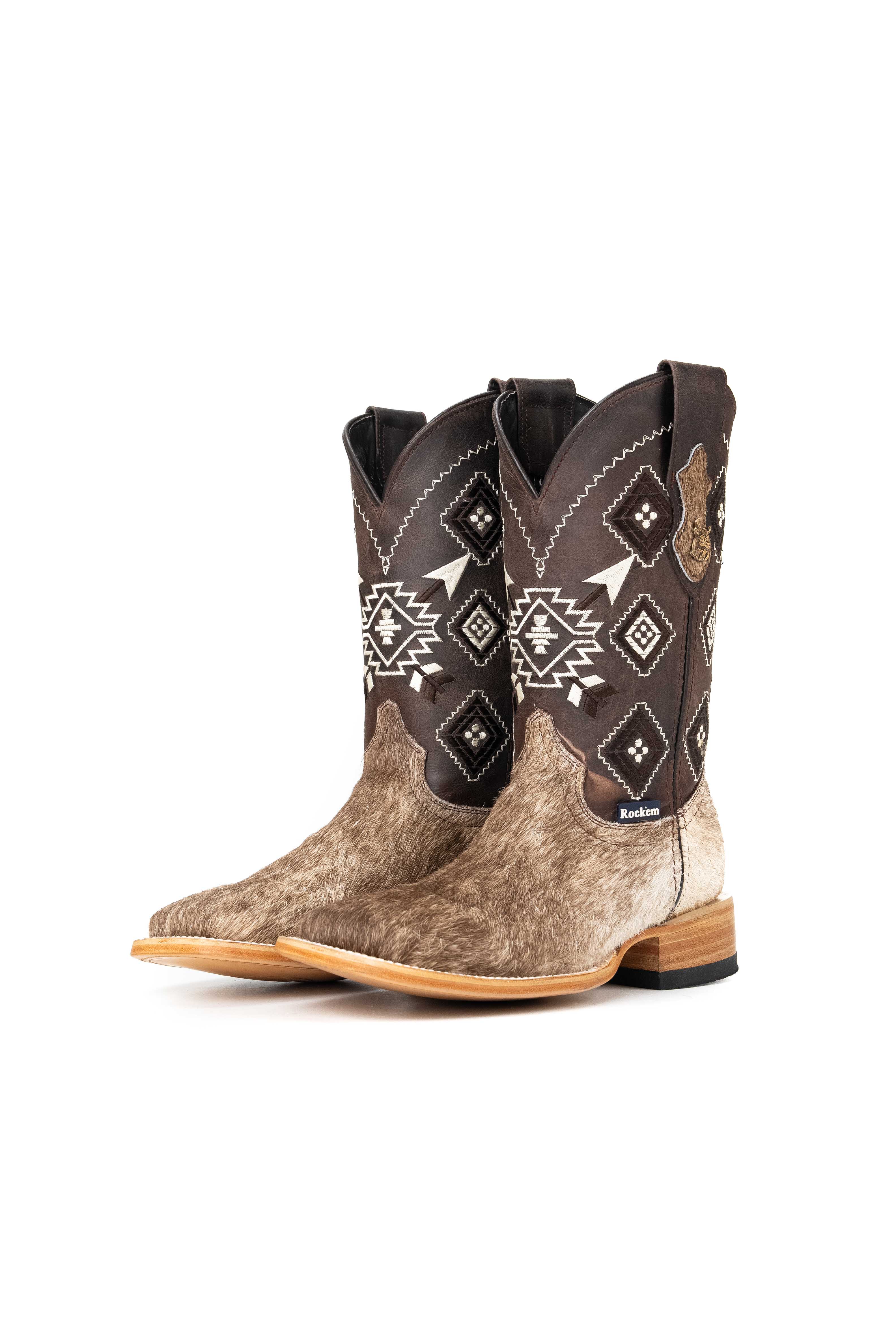 Authentic Men's Cowhide Square Toe Cowboy Boots - Size 6 - Durable & Comfortable Western Boots for Rodeo, Country Dancing & Outdoor Adventures