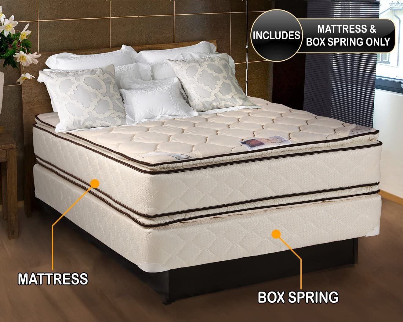 DS Solutions USA Coil Comfort PillowTop Eurotop Mattress Set with Mattress Cover Protector - Two-Sided Innerspring Coil, Fully Assembled Orthopedic Support, Durable Twin Size 39