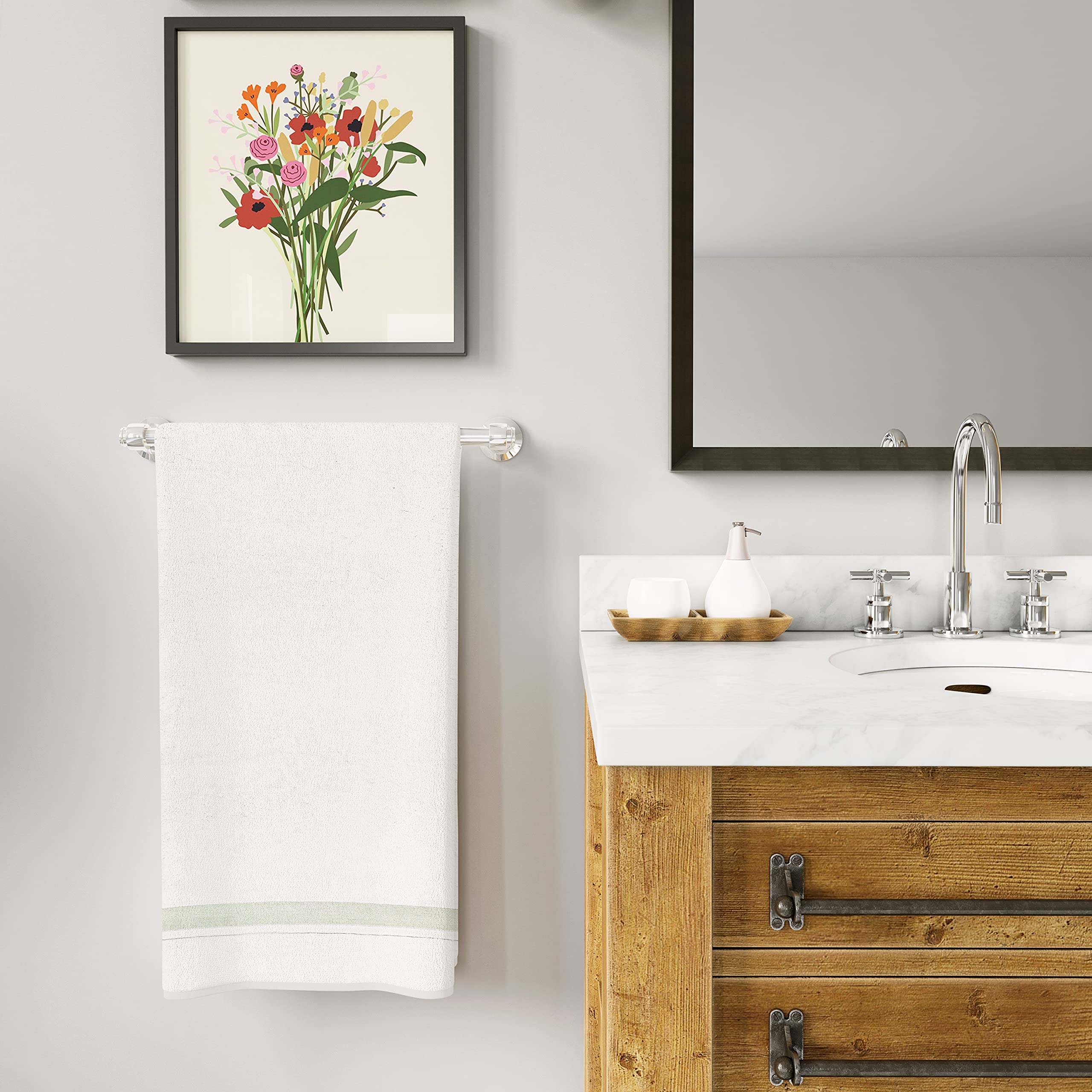 Luxury 100% Natural Cotton Bath Towels Set of 4 - Ultra Soft & Absorbent Hotel Quality Bath Sheets 35x67 Inches, Plush Thick & Bordered Design for Spa, Bathroom, Pool, Gym & Beach Use