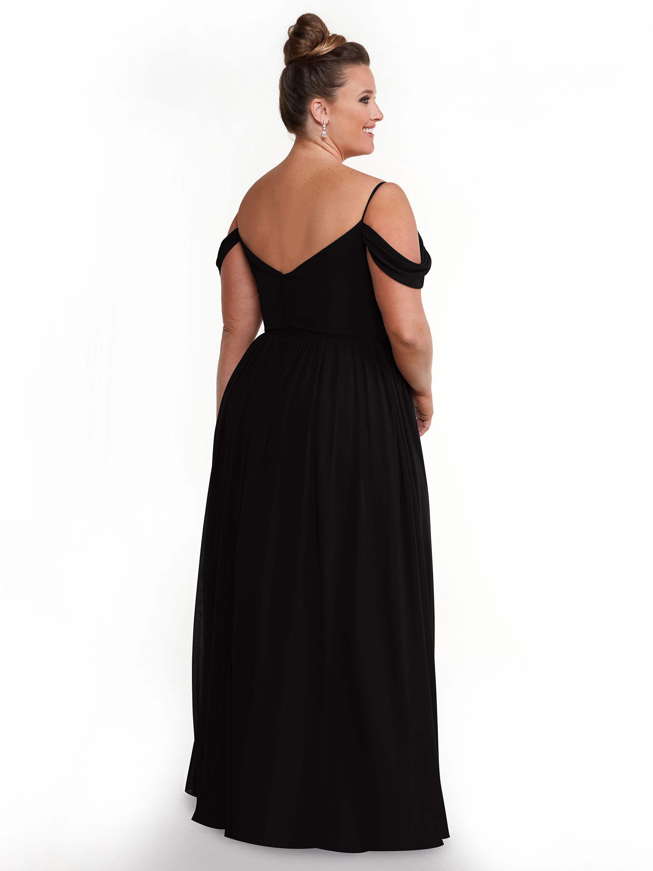 Elegant Off-the-Shoulder Chiffon Bridesmaid Dress with Spaghetti Straps - Flowy A-Line Formal Gown for Weddings, Parties & Special Occasions