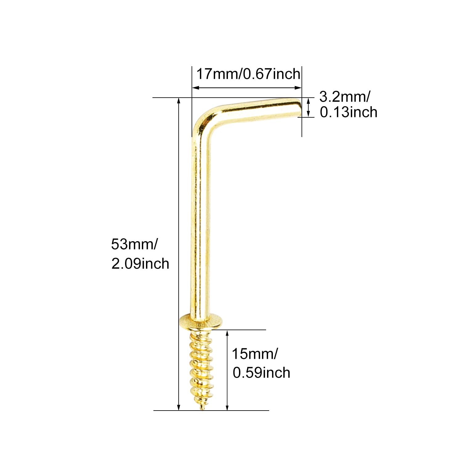 MroMax Brass Screw-in Hooks - 1-1/2