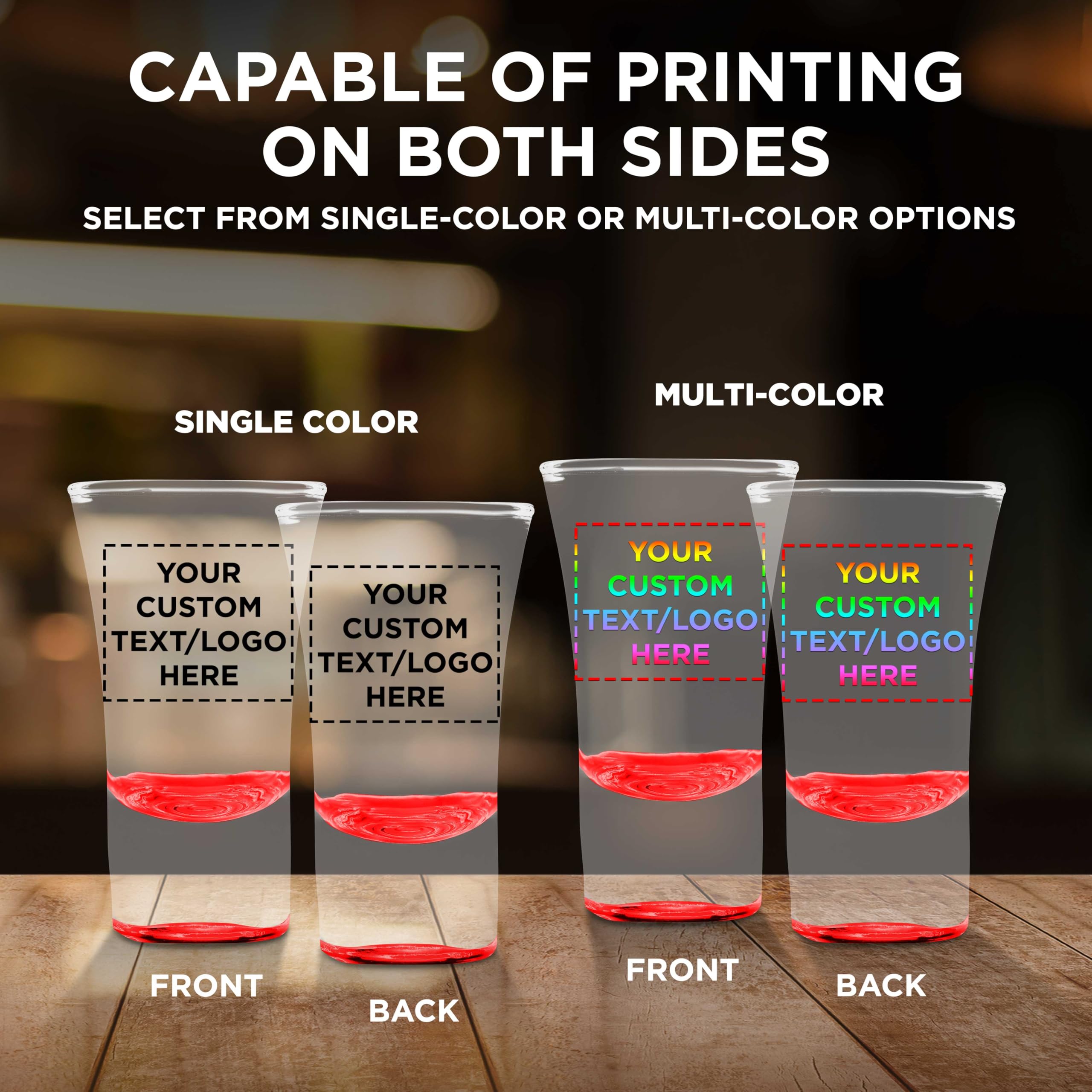 Custom 2 oz. Lord Shooter Etched Shot Glasses - 100 Pack with Personalized Text & Logo - Perfect for 21st Birthday Parties, Barware, and Lounge Glassware - Red