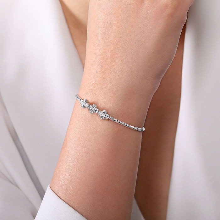 Elegant Quatrefoil Diamond Bracelet for Women - Sterling Silver Jewelry Gift for Anniversary, Birthday & Special Occasions | Perfect for Parties, Weddings & Date Nights