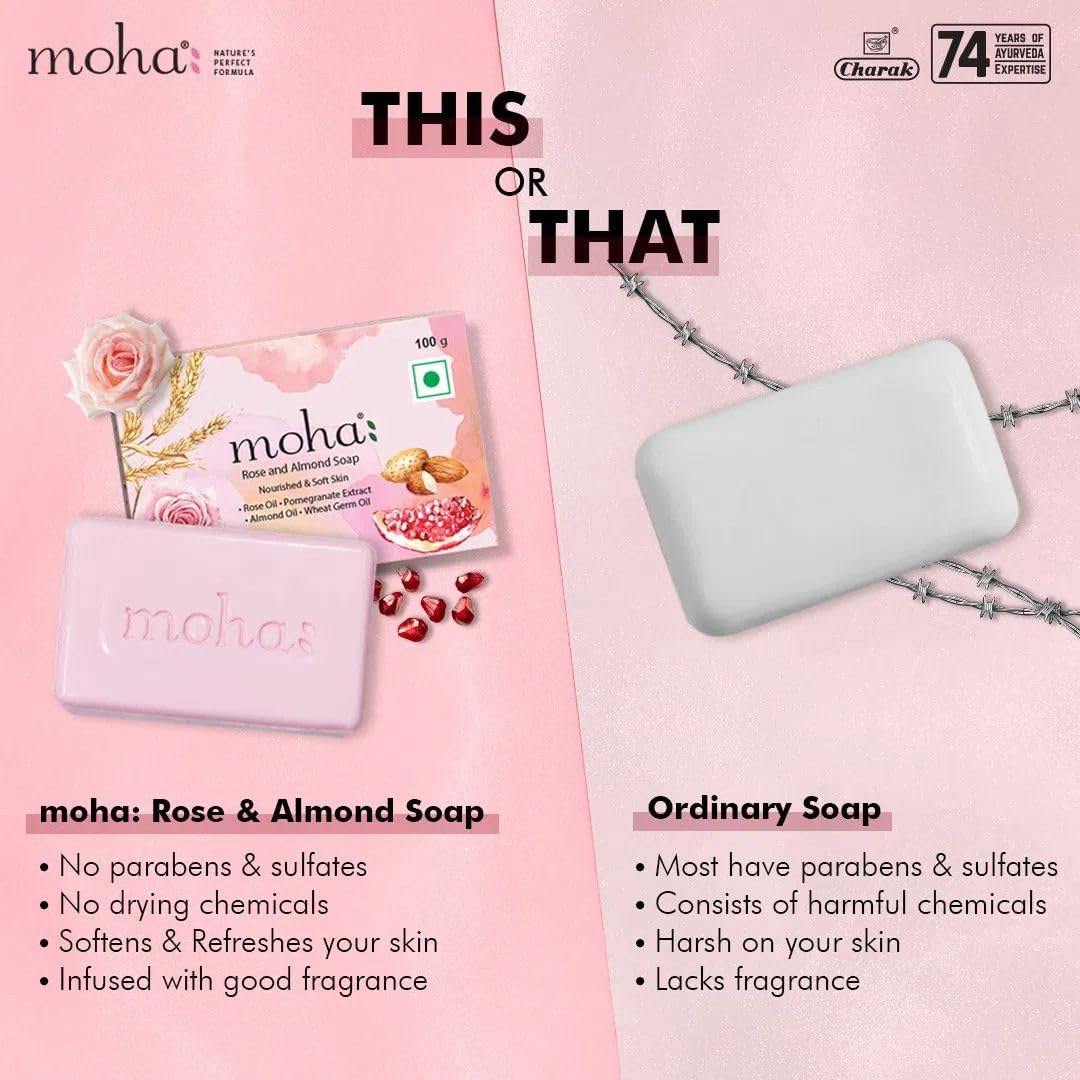 MOHA Multi Soap Pack - Hydrating & Nourishing Bar Soap for Soft Skin & Face (100g x 3 Bars, 300g Total) - Perfect for Daily Cleansing, Travel & Gift Sets