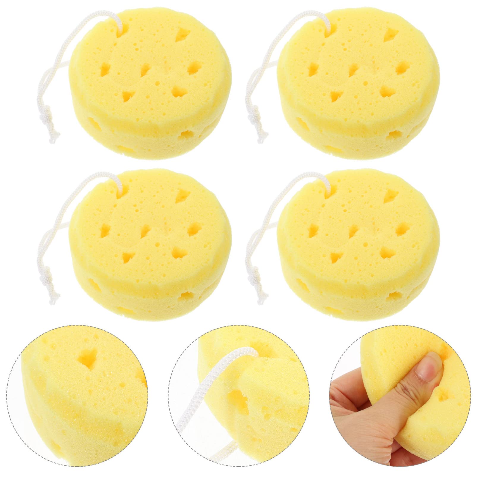FOMIYES 4-Pack Bath Sponges, Exfoliating Loofah Body Scrubber & Shower Pouf for Men & Women - Soft Foam Body Wash Sponges for Deep Cleansing, Skin Exfoliation - Perfect for Shower, Bath & Kids' Gentle Care