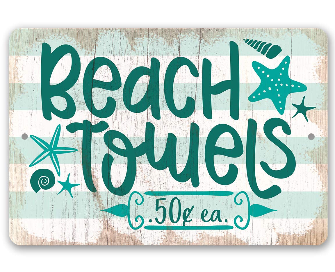 Beach Towels & Metal Wall Art Signs - Coastal Decor for Indoor & Outdoor Use - Perfect for Bedroom, Poolside, and Home Beach Themed Decorations
