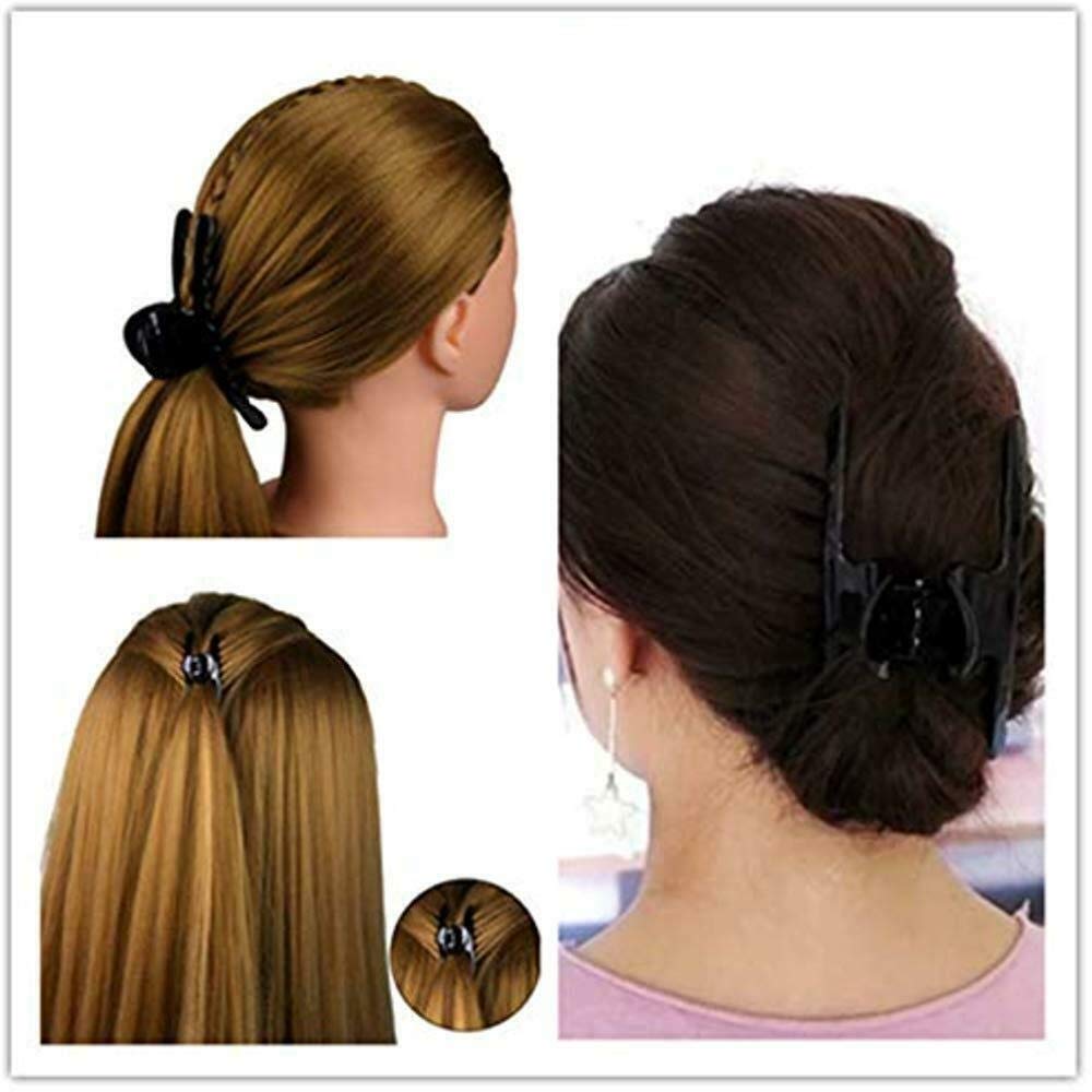 Stylish Black Plastic Hair Clips Set - 4 Piece Hair Clutch & Claws Combo for Women & Girls | Perfect for School, Work, Parties & Everyday Hairstyles (SFP_Black)
