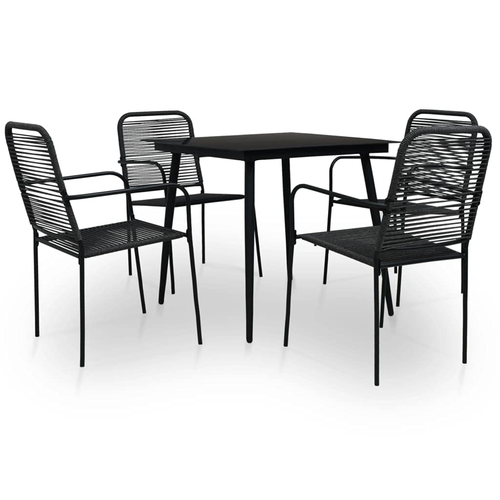 5-Piece Outdoor Bistro Table Set - All-Weather Steel & Cotton Rope Dining Furniture for Patio, Garden, Restaurant - Perfect for Backyard BBQs, Poolside Gatherings & Alfresco Dining