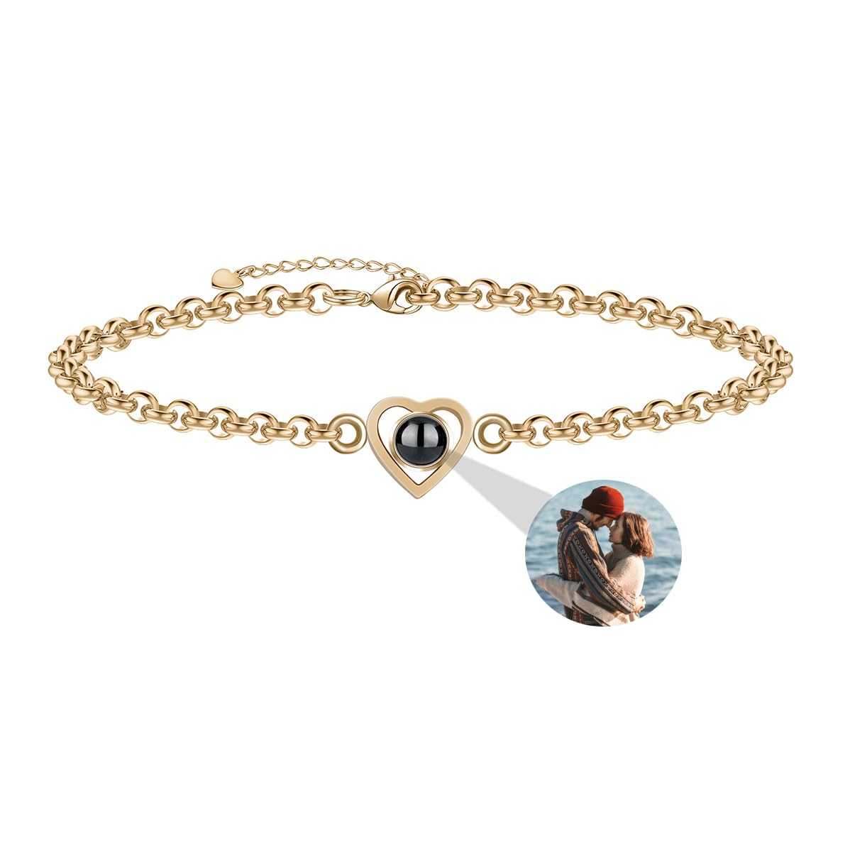 Personalized Photo Projection Bracelet - Custom Engraved I Love You Bracelet with Picture Inside - 100 Languages Memorial Gift for Women - Perfect for Anniversaries, Birthdays & Special Occasions