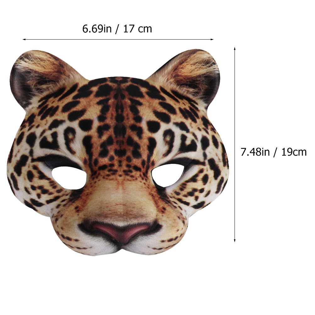 Leopard Half Face Mask for Halloween & Cosplay - Animal Mardi Gras Kabuki Cat