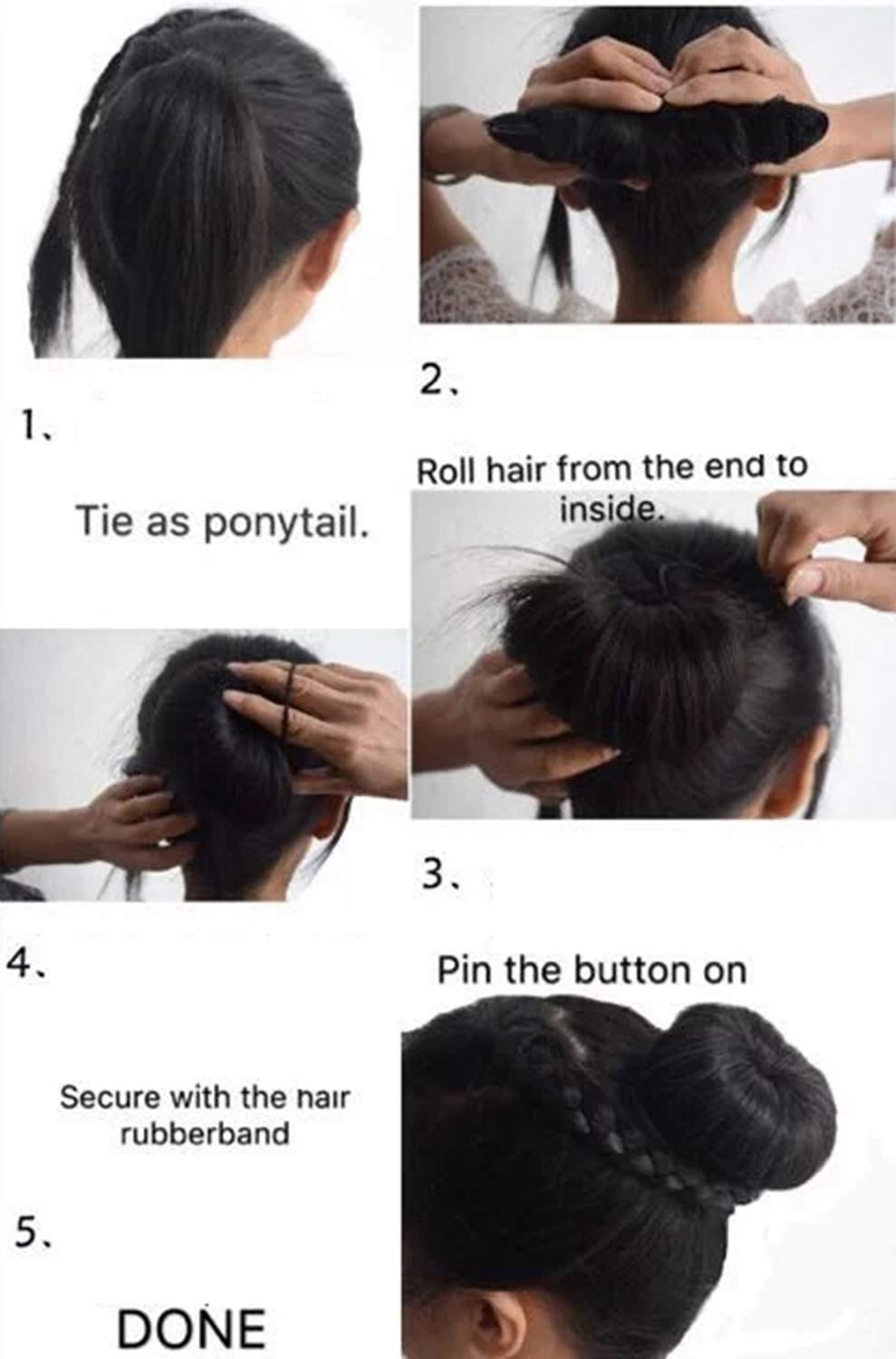 Shivarth Hair Puff Maker & Bun Maker for Women - 3 Pack Medium Black Hair Styling Accessories - Perfect for Updos, Ponytails & Special Occasions