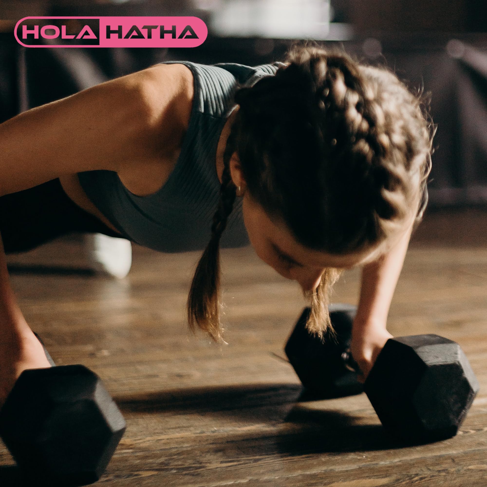 HolaHatha Hexagonal Dumbbell Set with Storage Rack - Free Weight Hand Weights for Home Gym, Strength Training & Fitness Workouts