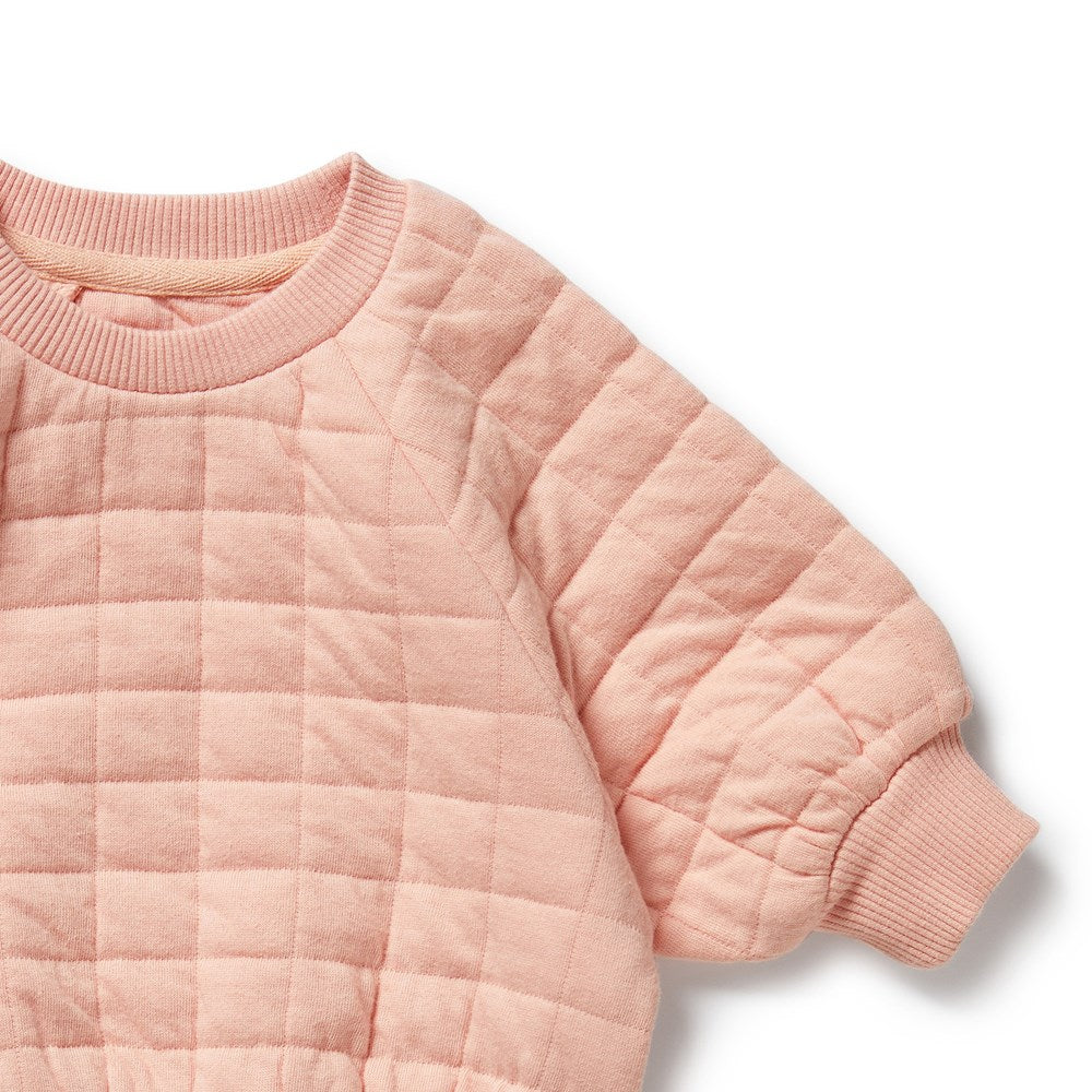 Pretty Pink Organic Quilted Sweatshirt for Women | Soft Eco-Friendly Cotton Blend | Perfect for Casual Wear, Yoga & Lounge