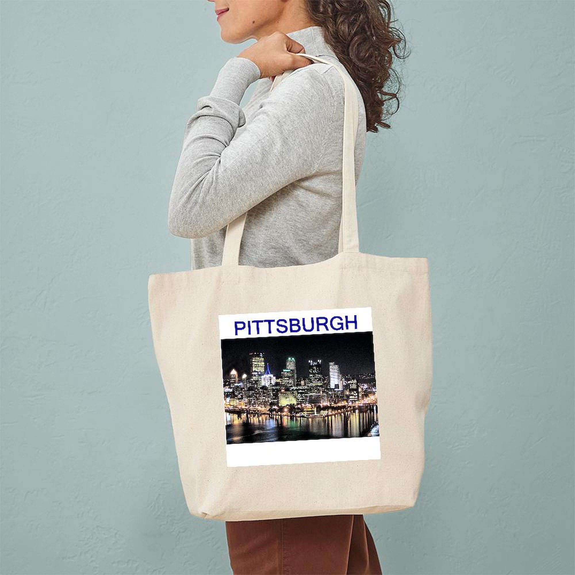 Pittsburgh Gifts & T-Shirt Tote Bag - Natural Canvas Reusable Shopping Bag for Groceries, Beach & Everyday Use | CafePress