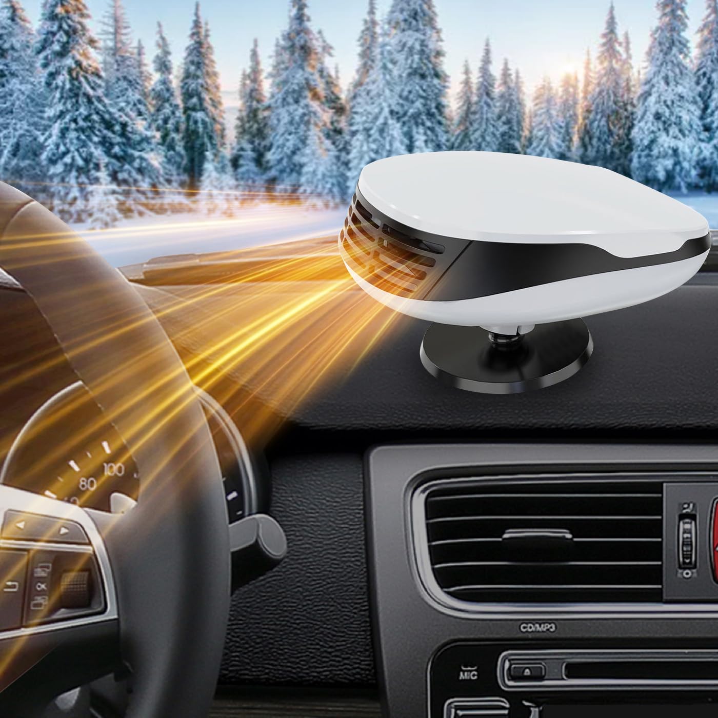 12V Portable Car Heater & Defroster - Dual Function 180W Heating/Cooling Fan for Cars, SUVs, Trucks | Cigarette Lighter Plug | Winter Windshield Defrosting & Summer Cooling Solution