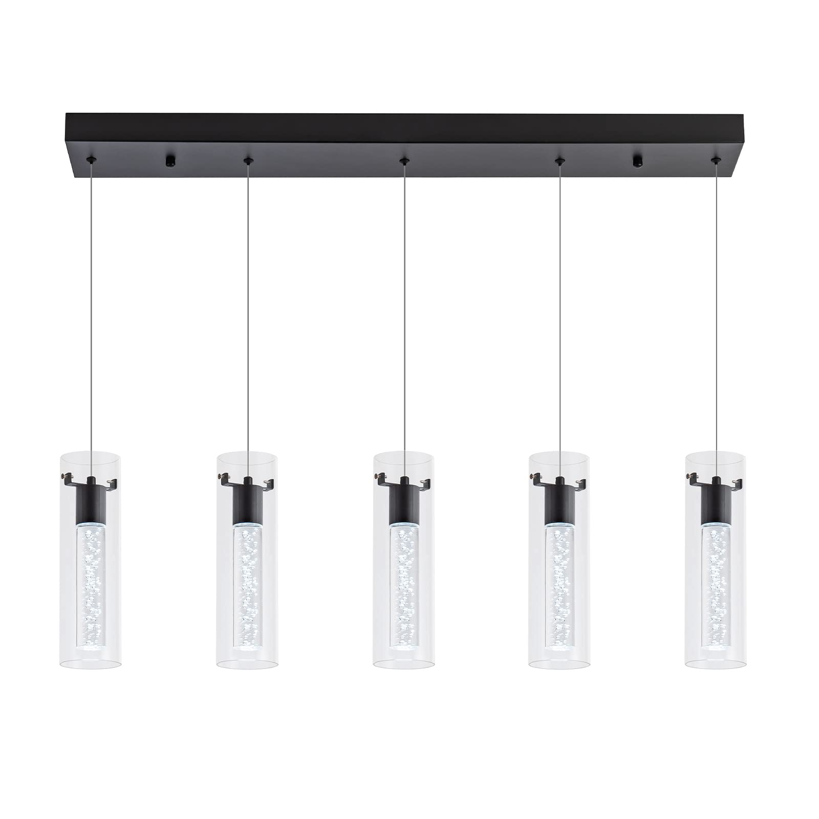 5-Light Black Pendant Lighting for Kitchen Island - Modern Hanging Lights for Dining Room, Living Room, Corridor, Cafe, Bar, Club & Restaurant | Perfect for Home Decor and Commercial Spaces