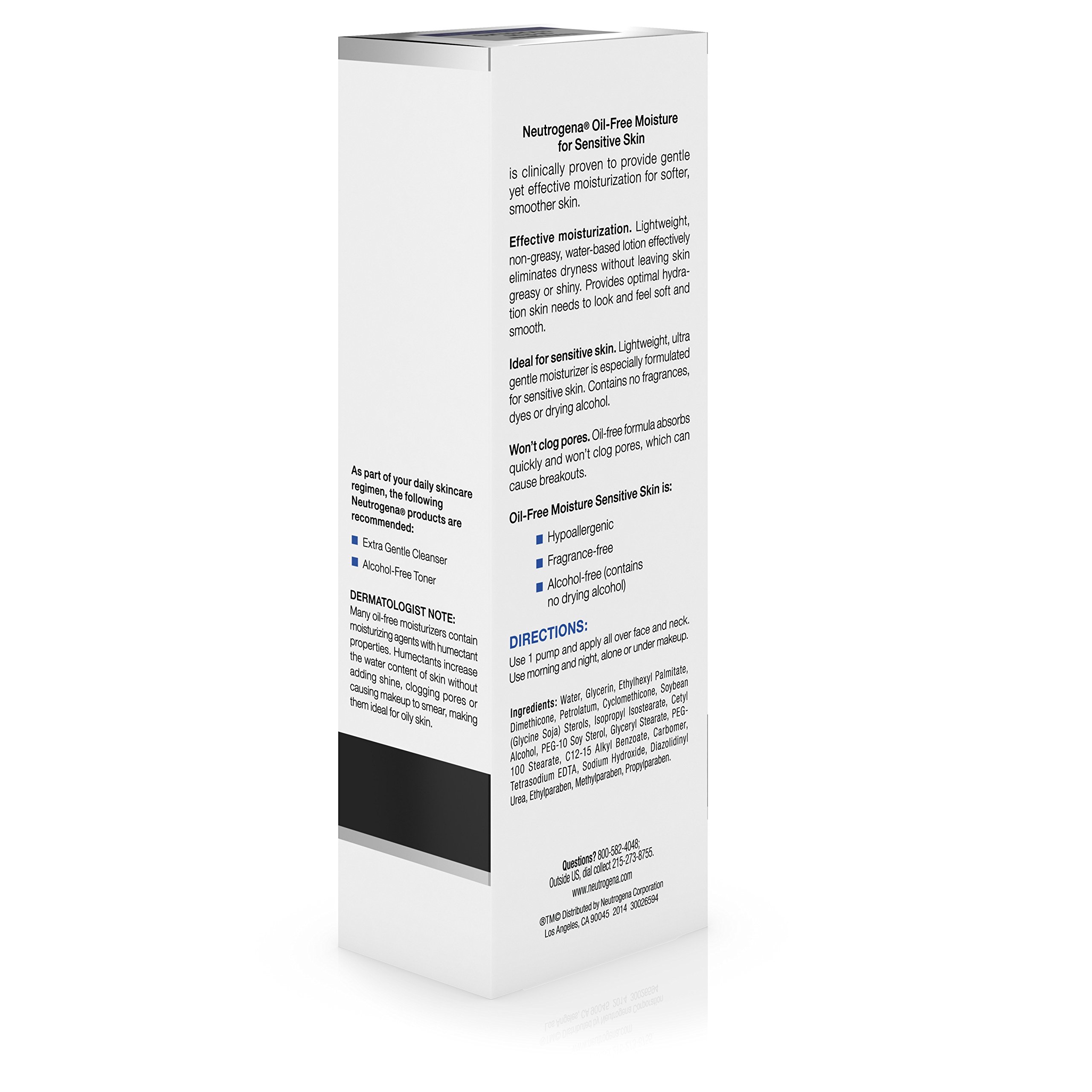Neutrogena Oil-Free Daily Facial Moisturizer for Sensitive Skin - Fragrance-Free & Dye-Free Ultra Gentle Lightweight Lotion (4 fl oz) | Perfect for Daily Hydration & Soothing Dryness | Ideal for Sensitive Skin Care Routine & Makeup Prep