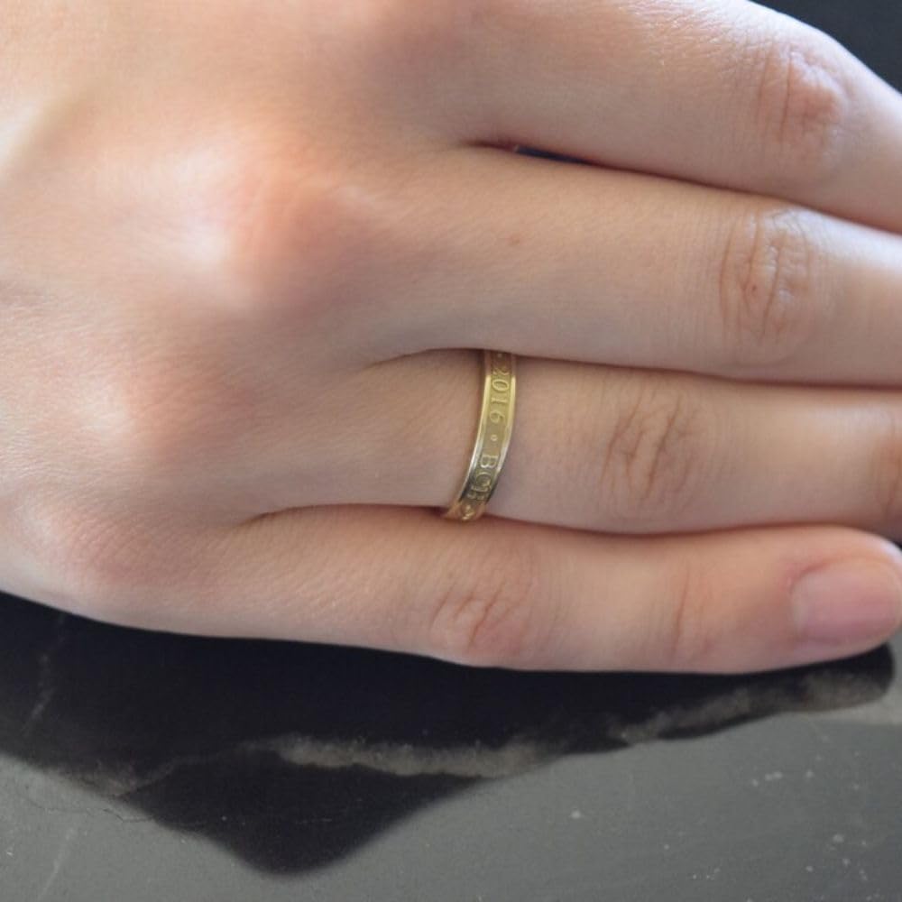 Custom Graduation Class Ring for Men & Women - 14K Gold Finish & Sterling Silver Stackable Band - High School, University, Wedding Ring - Handmade with Gift Box | Perfect for Graduation Gifts, Anniversaries & Special Occasions