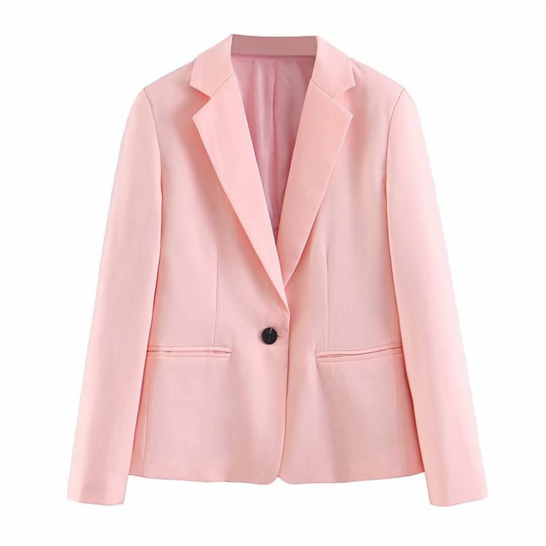 Women's 2-Piece Outfits - Solid Color Long Sleeve Blazer & High Waist Straight Pants Set | Casual Workwear & Office Attire for Professional Women