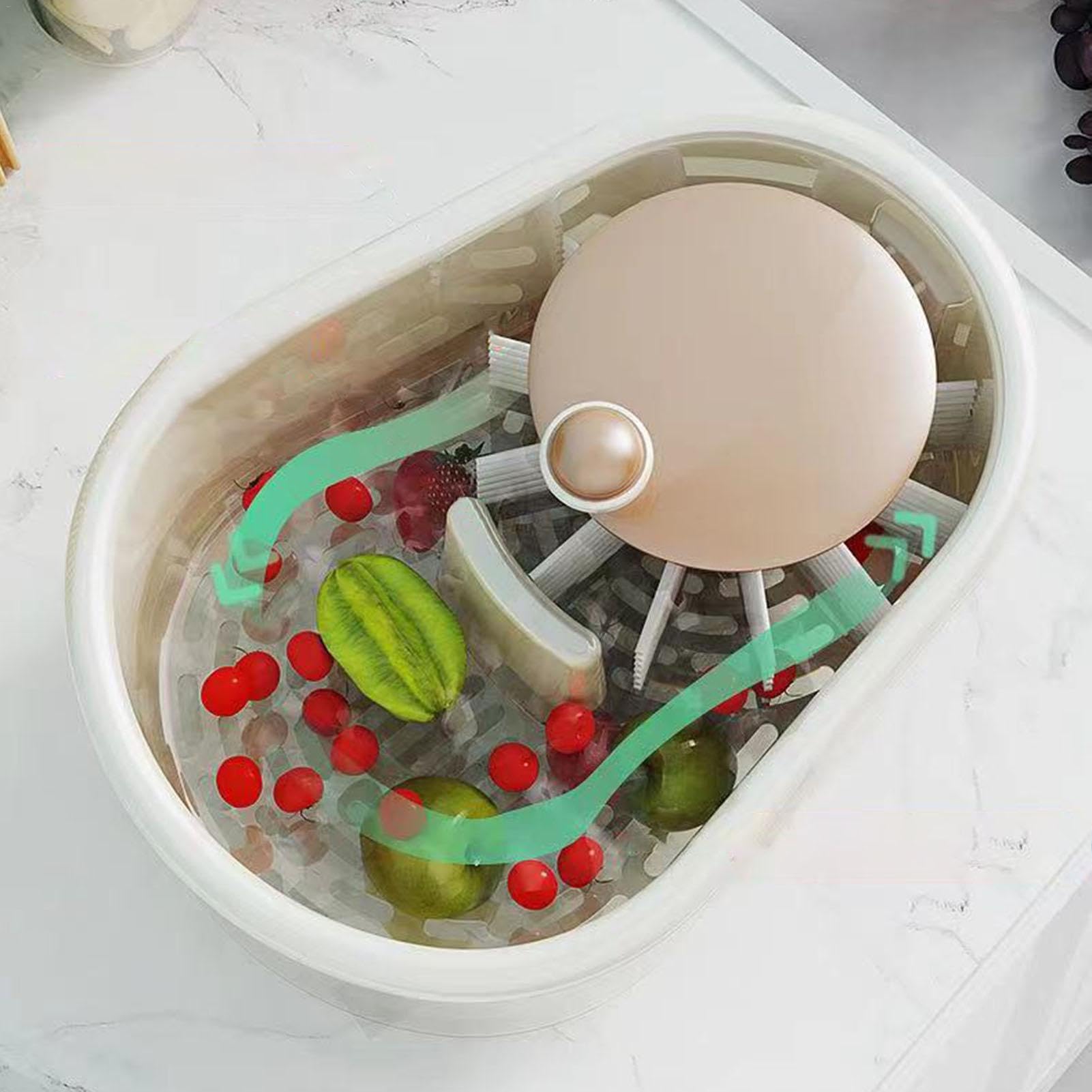 Portable Fruit and Vegetable Cleaner Spinner with Lid, Brush & Colander Bowl - Manual Kitchen Fruit Washer Scrubber for Fresh Produce | Perfect for Washing Berries, Grapes, Leafy Greens & More