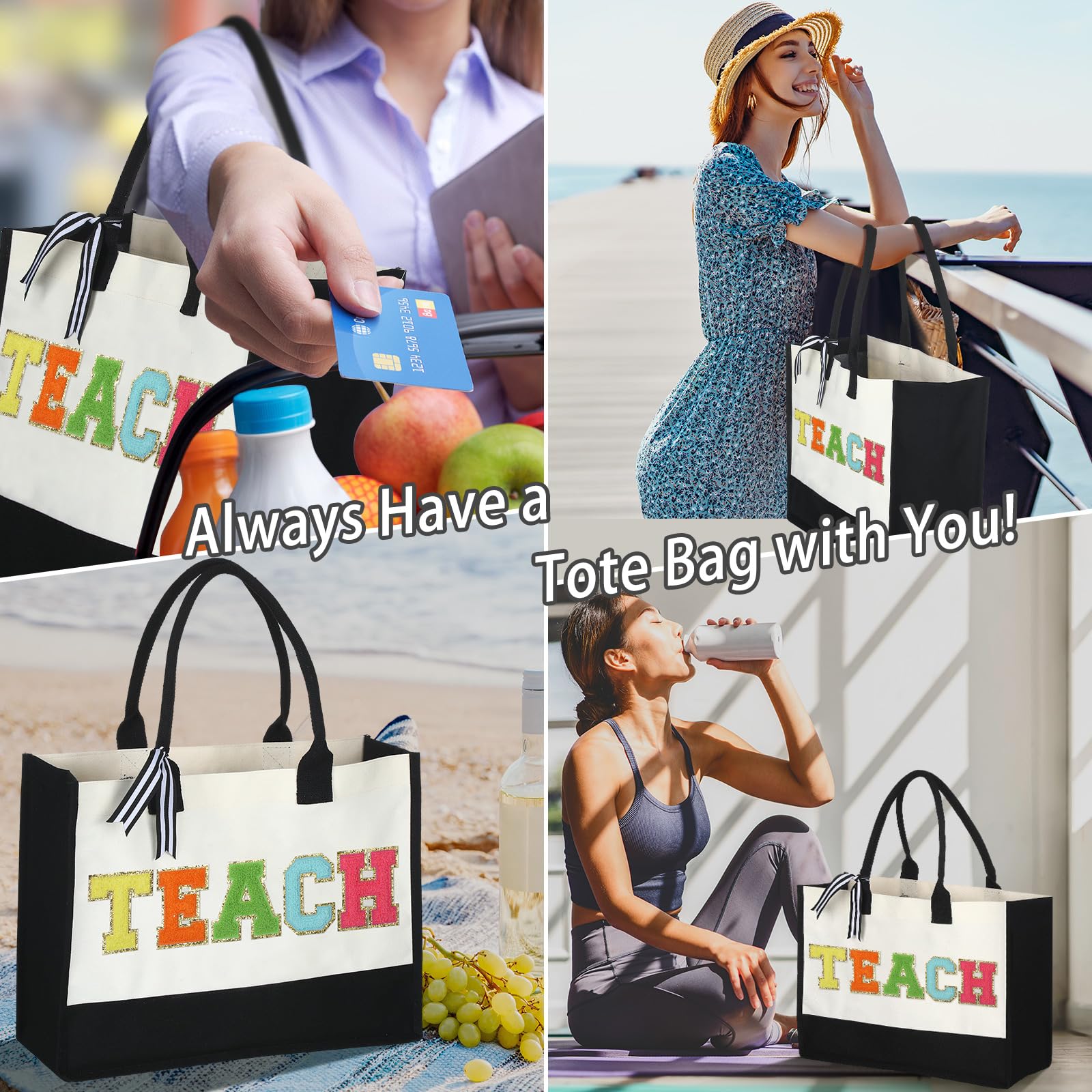 Panelee 2-Pack Teacher Appreciation Gifts - Graduation Thank You Present from Students - Durable Canvas Tote Bag for Women Educators - Perfect for Teacher's Day, End of Year & Classroom Use