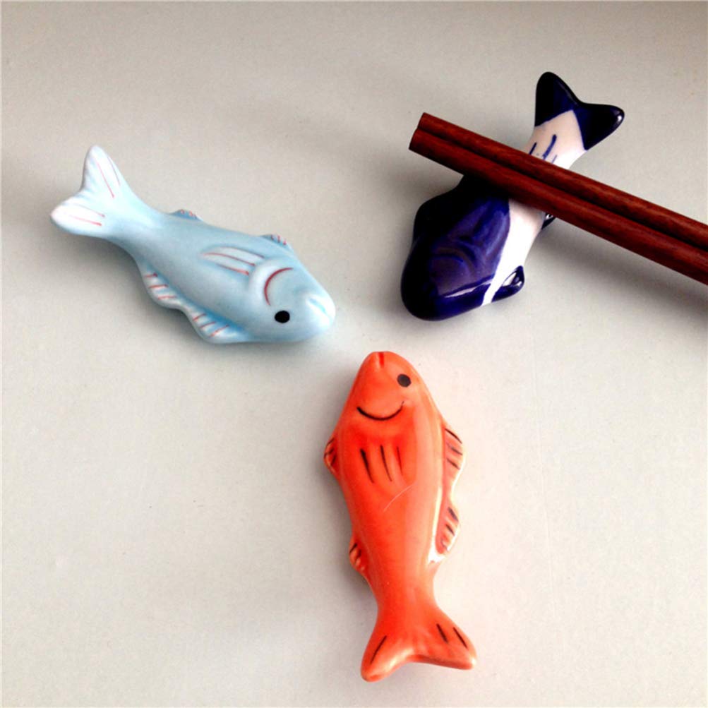 DOITOOL 6-Piece Ceramic Chopstick Holder Set - Japanese Style Sushi Chopsticks Rest Stand with Fish Design - Perfect for Dining Table, Sushi Restaurants, Asian Cuisine & Home Kitchen Decor