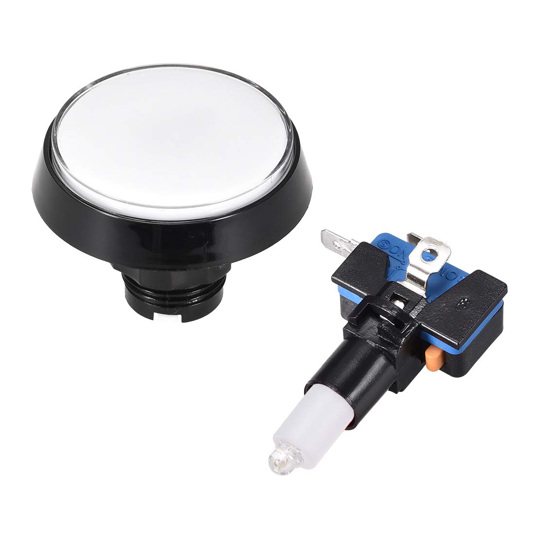 60mm Round 12V LED Illuminated Arcade Push Button Switch with Micro Switch - White (5 Pack) for Video Games, DIY Cocktail Cabinets & Home Arcade Setup